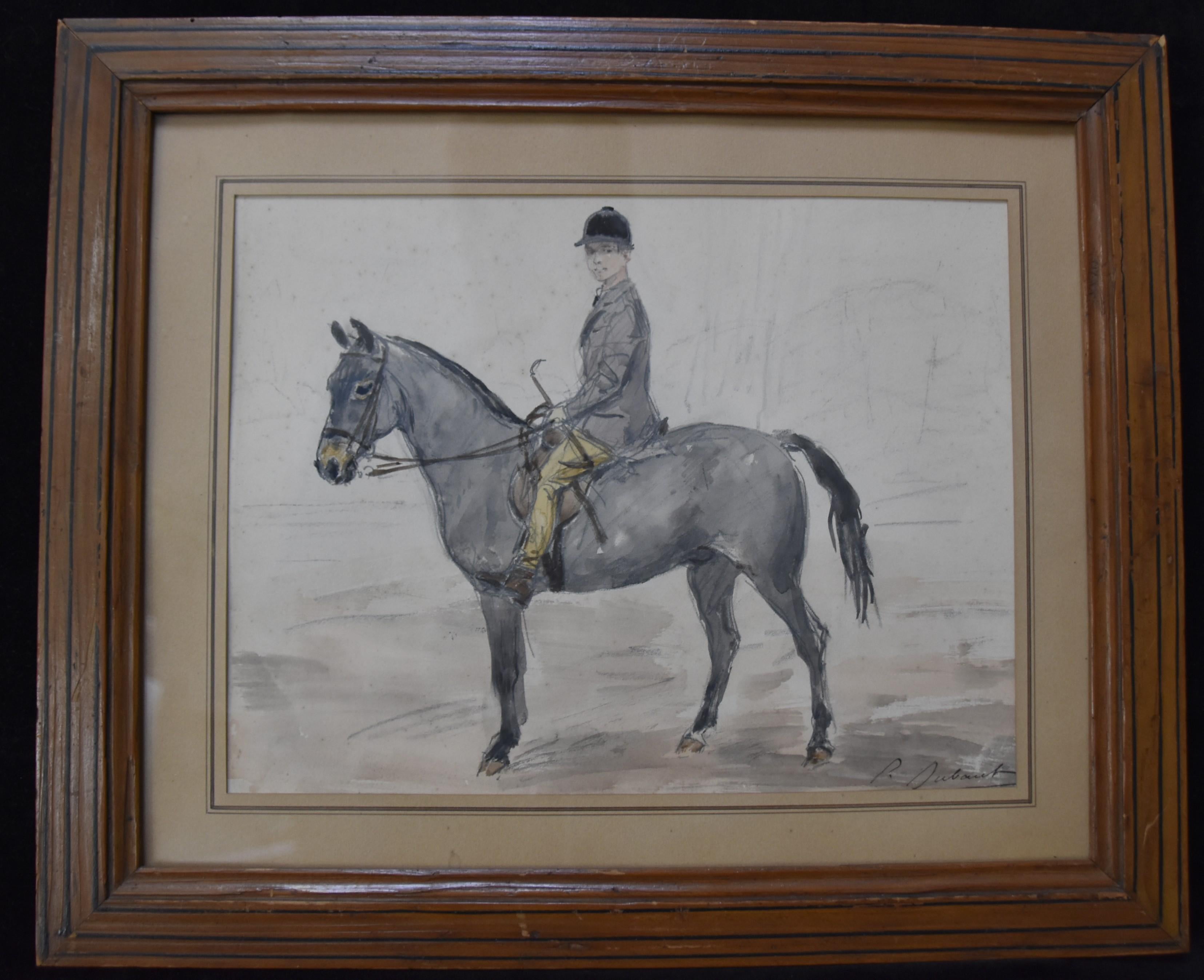 Pierre Olivier DUBAUT (1886-1968)  A Horseman, signed watercolor - Art by PIERRE OLIVIER DUBAUT 