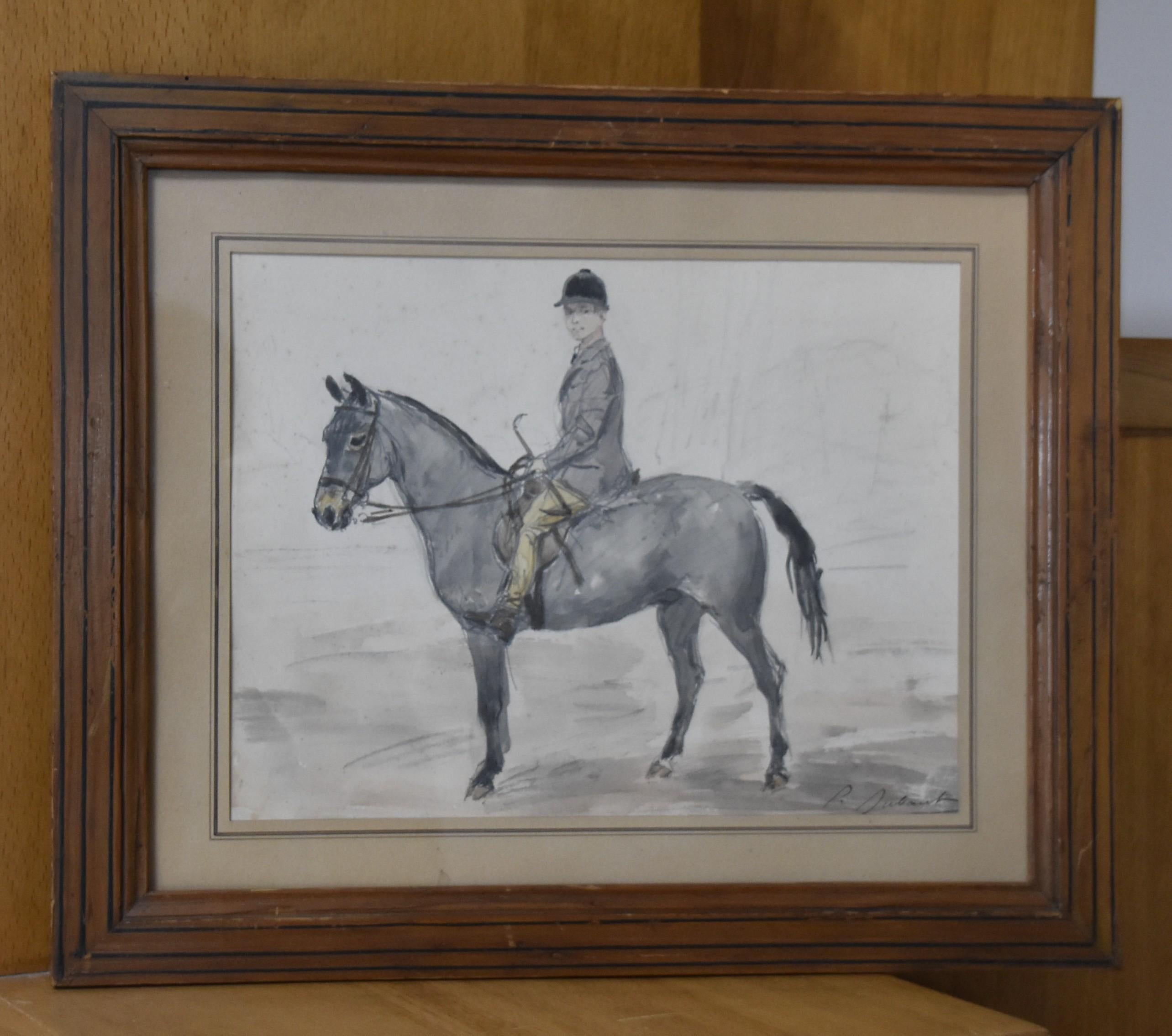 Pierre Olivier DUBAUT (1886-1968)  A Horseman, signed watercolor - Art Deco Art by PIERRE OLIVIER DUBAUT 