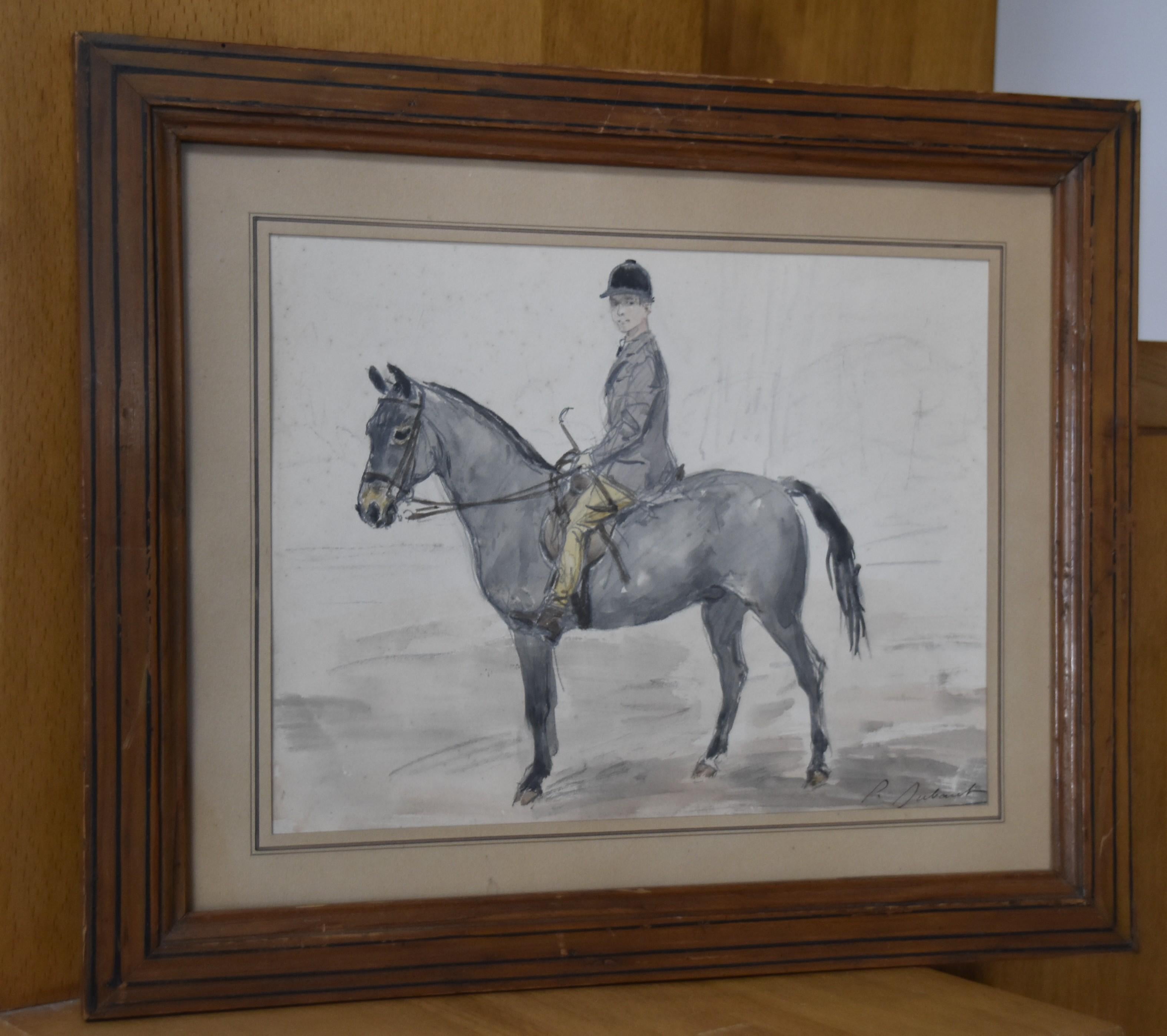 Pierre Olivier DUBAUT (1886-1968)  A Horseman, signed watercolor 2