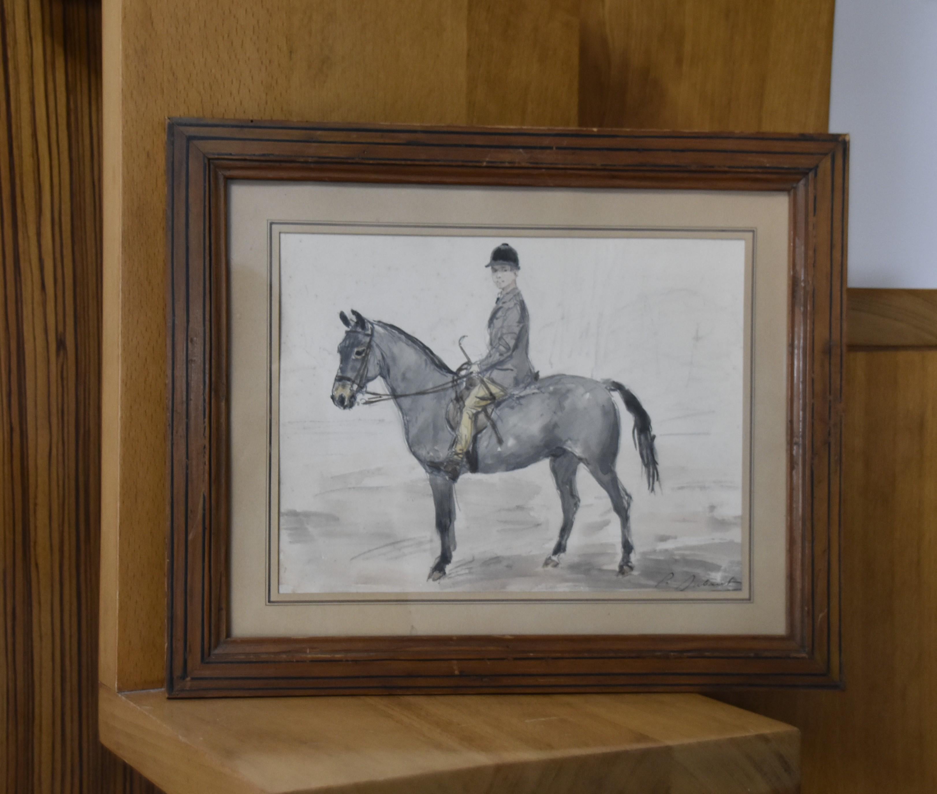 Pierre Olivier DUBAUT (1886-1968)  A Horseman, signed watercolor 3