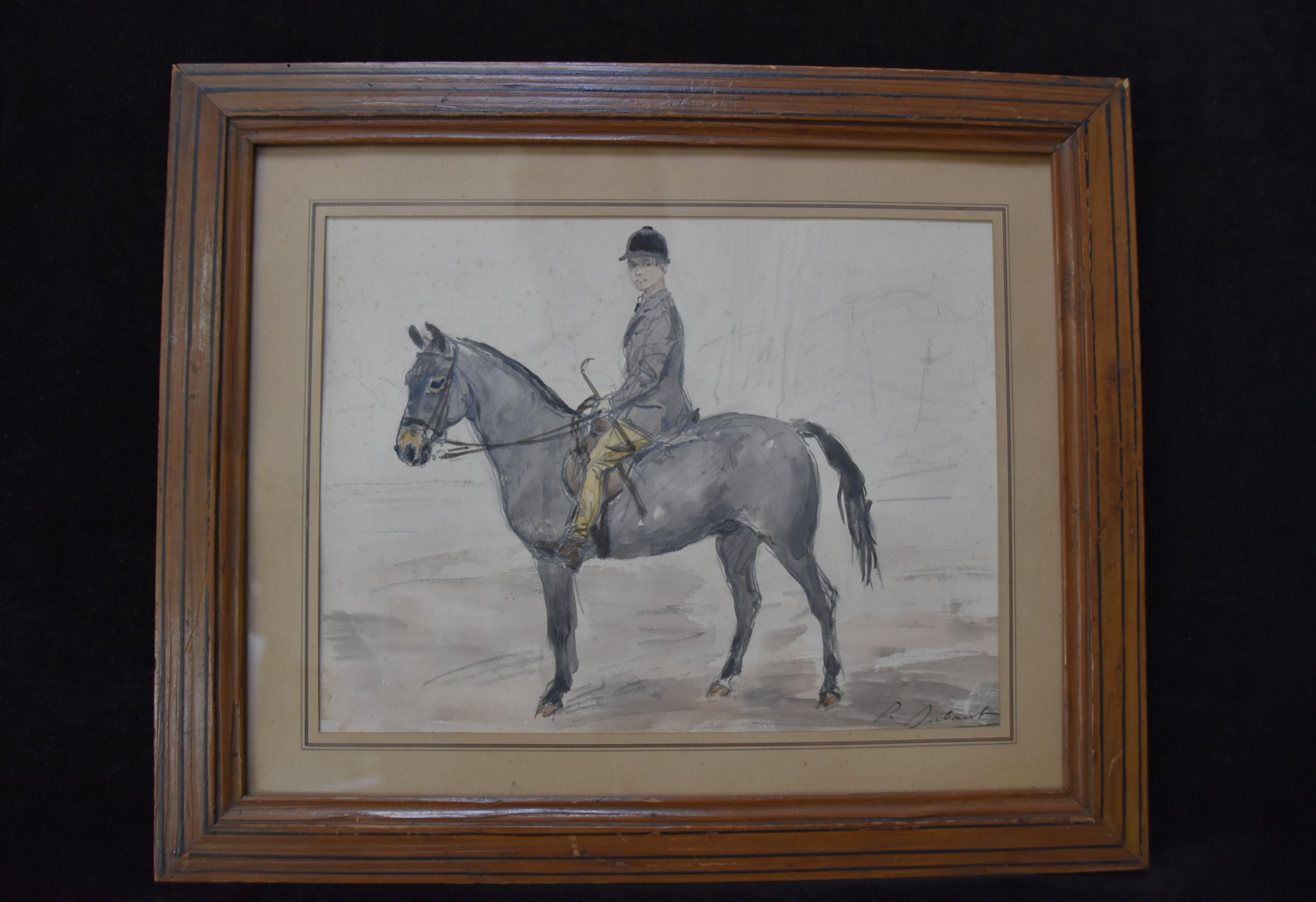 Pierre Olivier DUBAUT (1886-1968)  A Horseman, signed watercolor 1