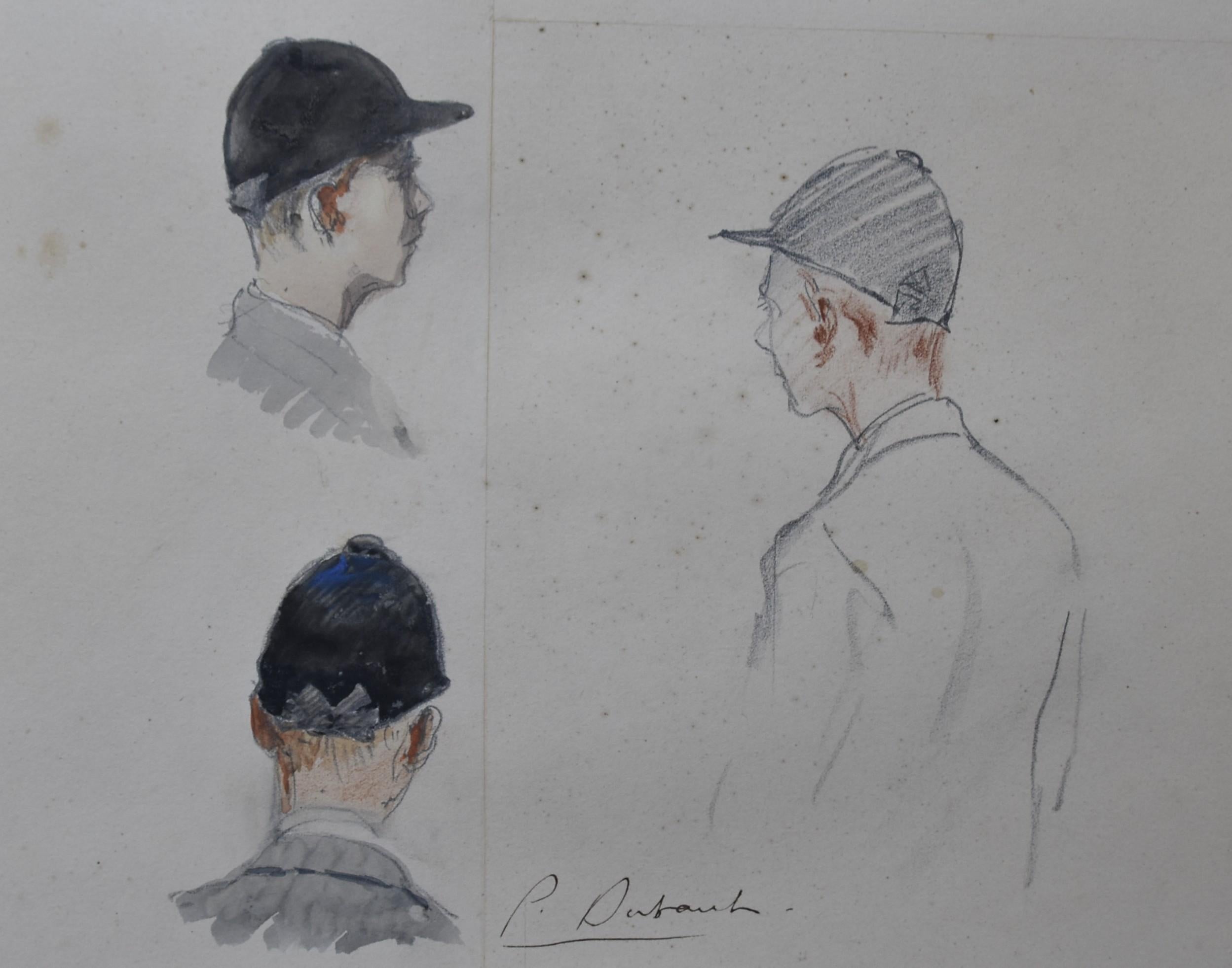 Pierre Olivier DUBAUT (1886-1968) Head studies of a horseman, signed watercolor