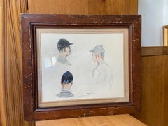 Pierre Olivier DUBAUT (1886-1968) Head studies of a horseman, signed watercolor
