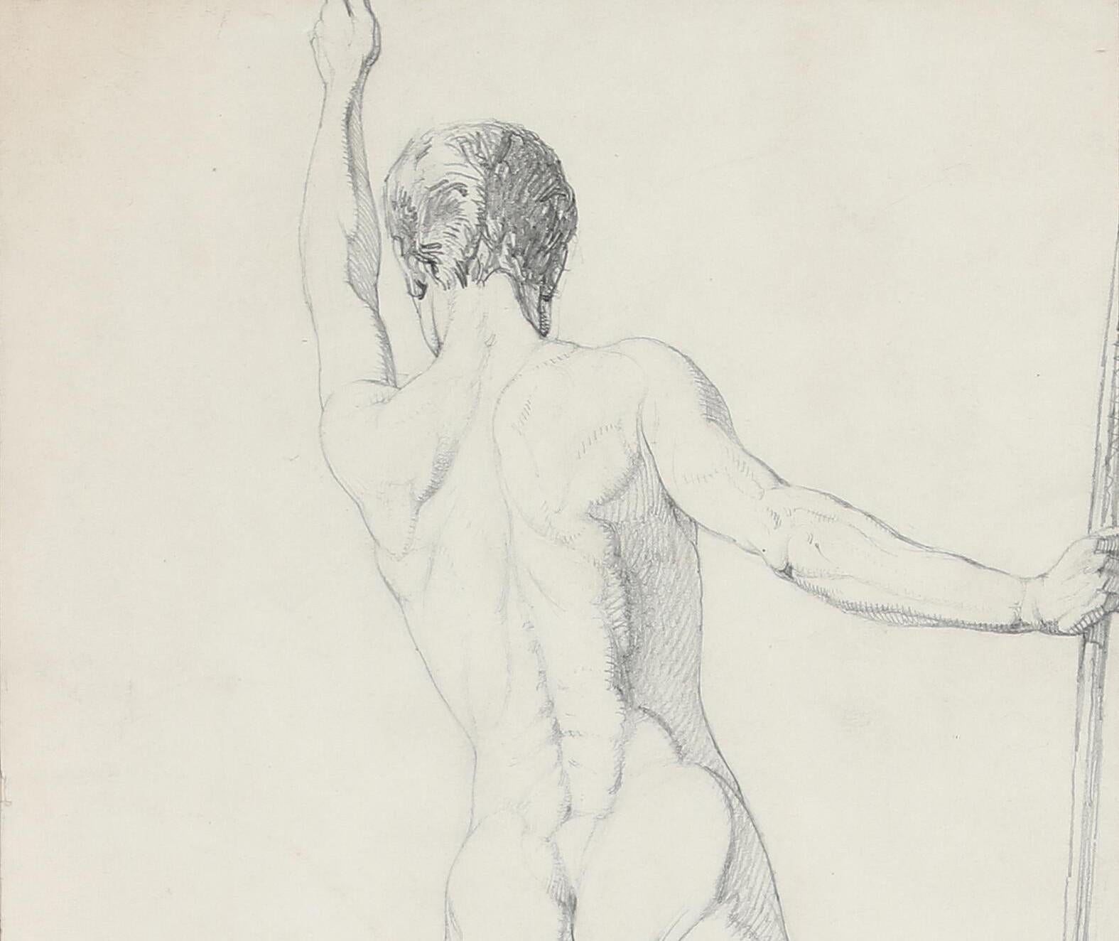 Secolo d'oro danese, prima metà del XIX secolo, Nudo accademico maschile, matita - Figurative Art Beige di Unknown