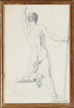 Danish Golden Age, first half of the 19th century, A male academy nude, pencil