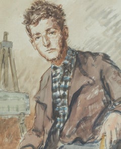 Pierre Olivier Dubaut (1886-1968) Portrait of an artist, watercolor