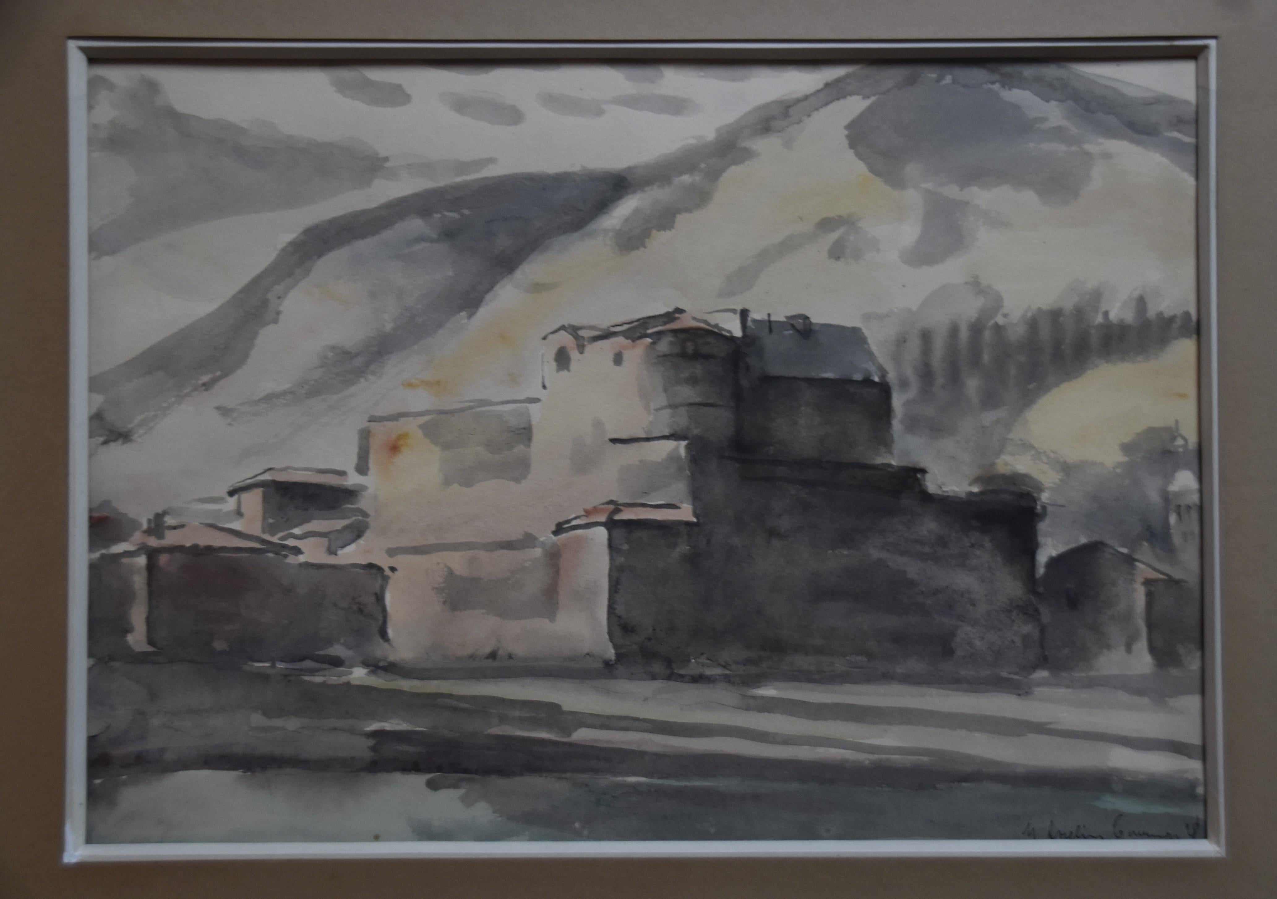 Maurice Asselin (1882-1947) Le Chateau de Tournon, 1928, signed watercolor For Sale 3