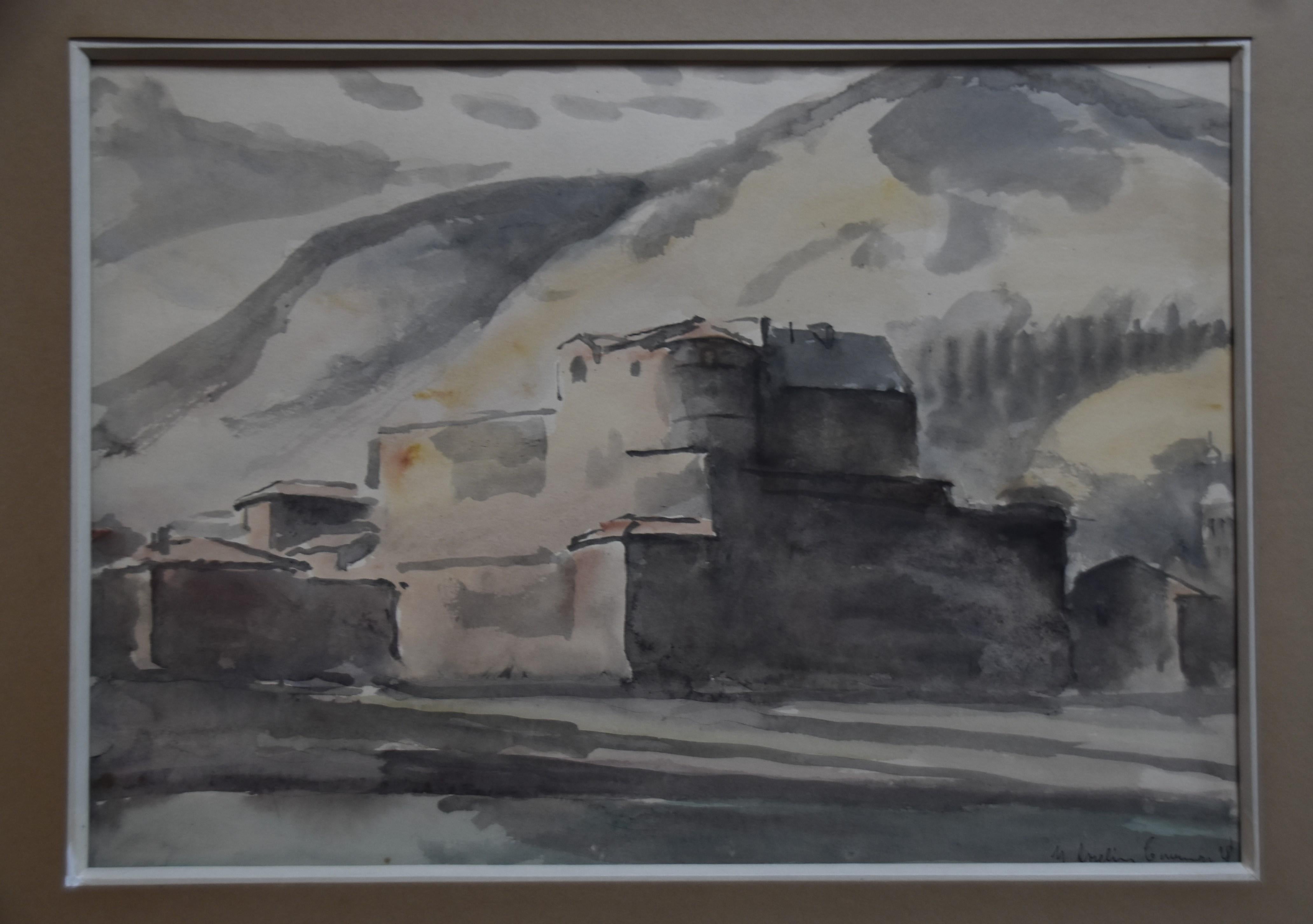 Maurice Asselin (1882-1947) Le Chateau de Tournon, 1928, signiertes Aquarell im Angebot 4