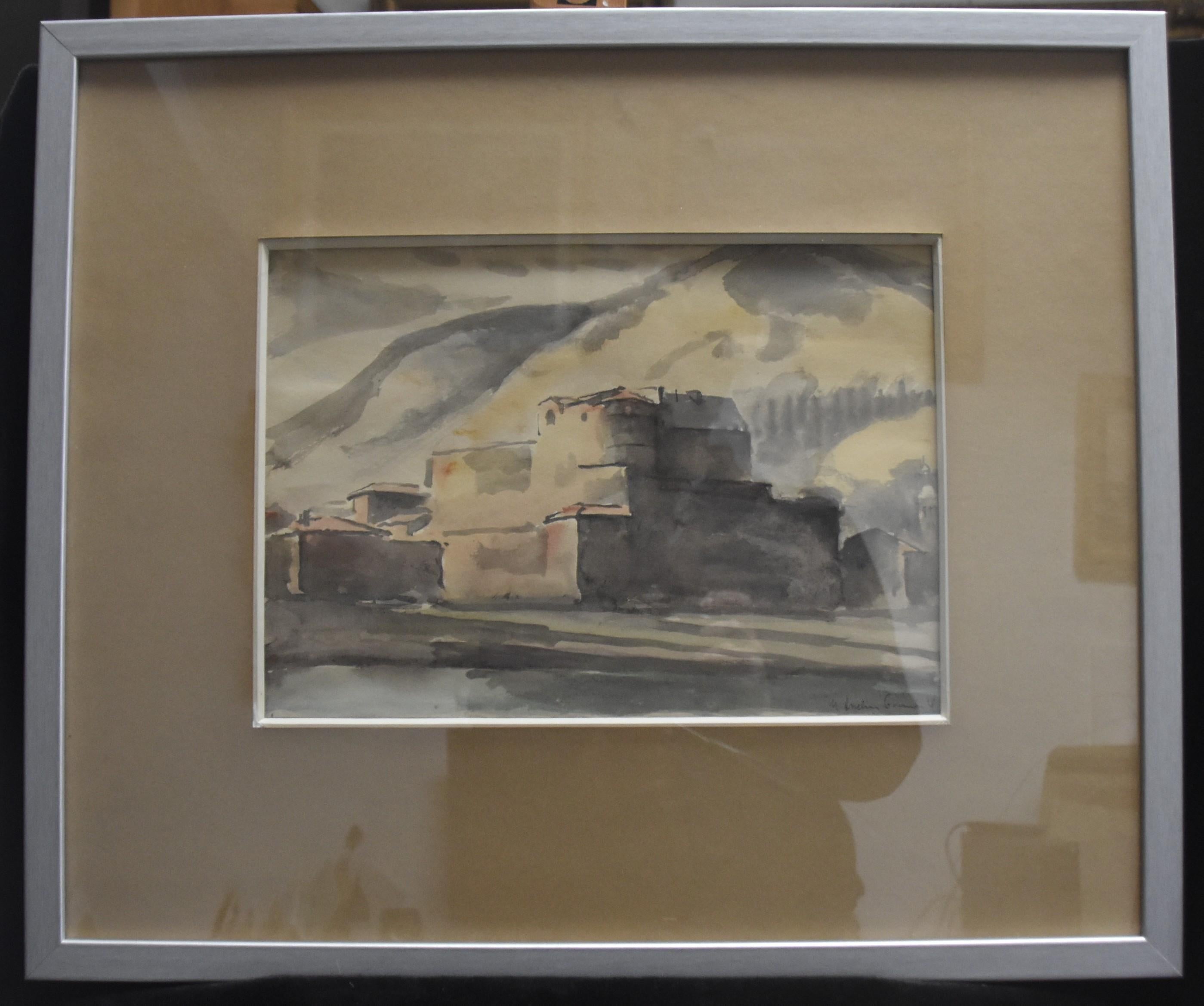 Maurice Asselin (1882-1947) 
Le Chateau de Tournon  (The Castle of Tournon), 1928
signed, dated and titled on the lower right
watercolor on paper
24 x 34 cm
Framed : 49 x 58 cm
Exhibition label on the reverse at the Galerie Charpentier.

Maurice
