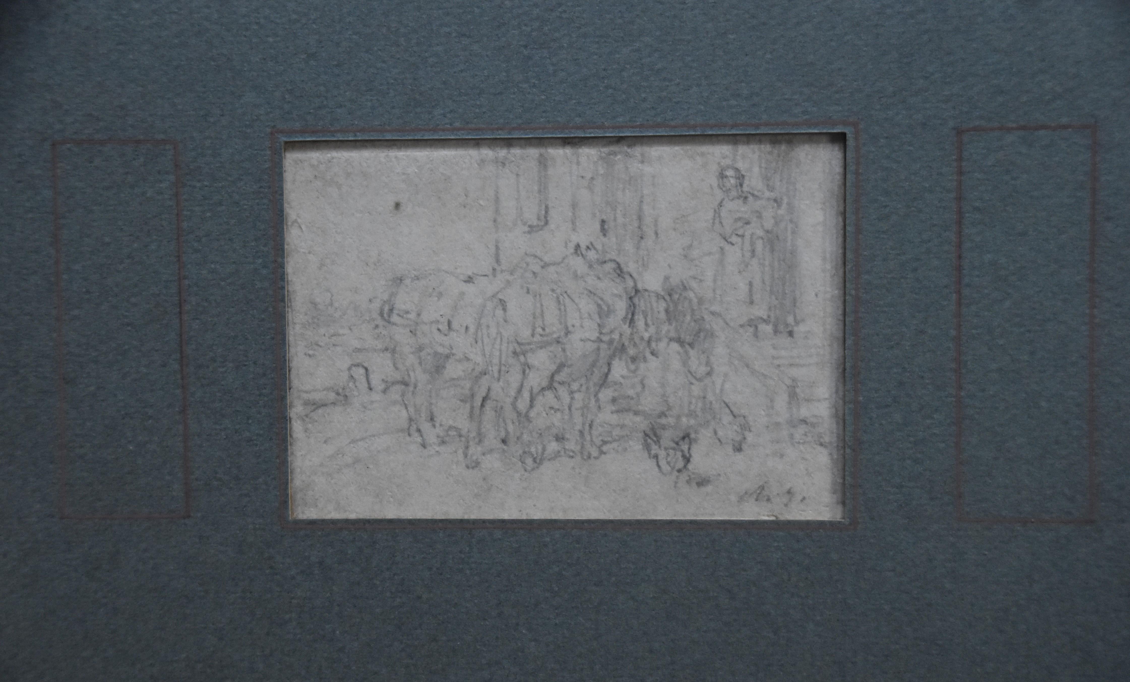 Charles Emile JACQUE (Paris 1813 - 1894) Four drawings, Sheeps and genre scenes 8