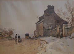 Paul Lecomte (1842-1920)  A Winter landscape, signed watercolor