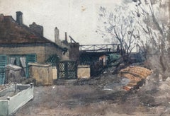 Edmond Yon (1836 - 1897) La terrasse à Montmartre, 1876, watercolor signed 