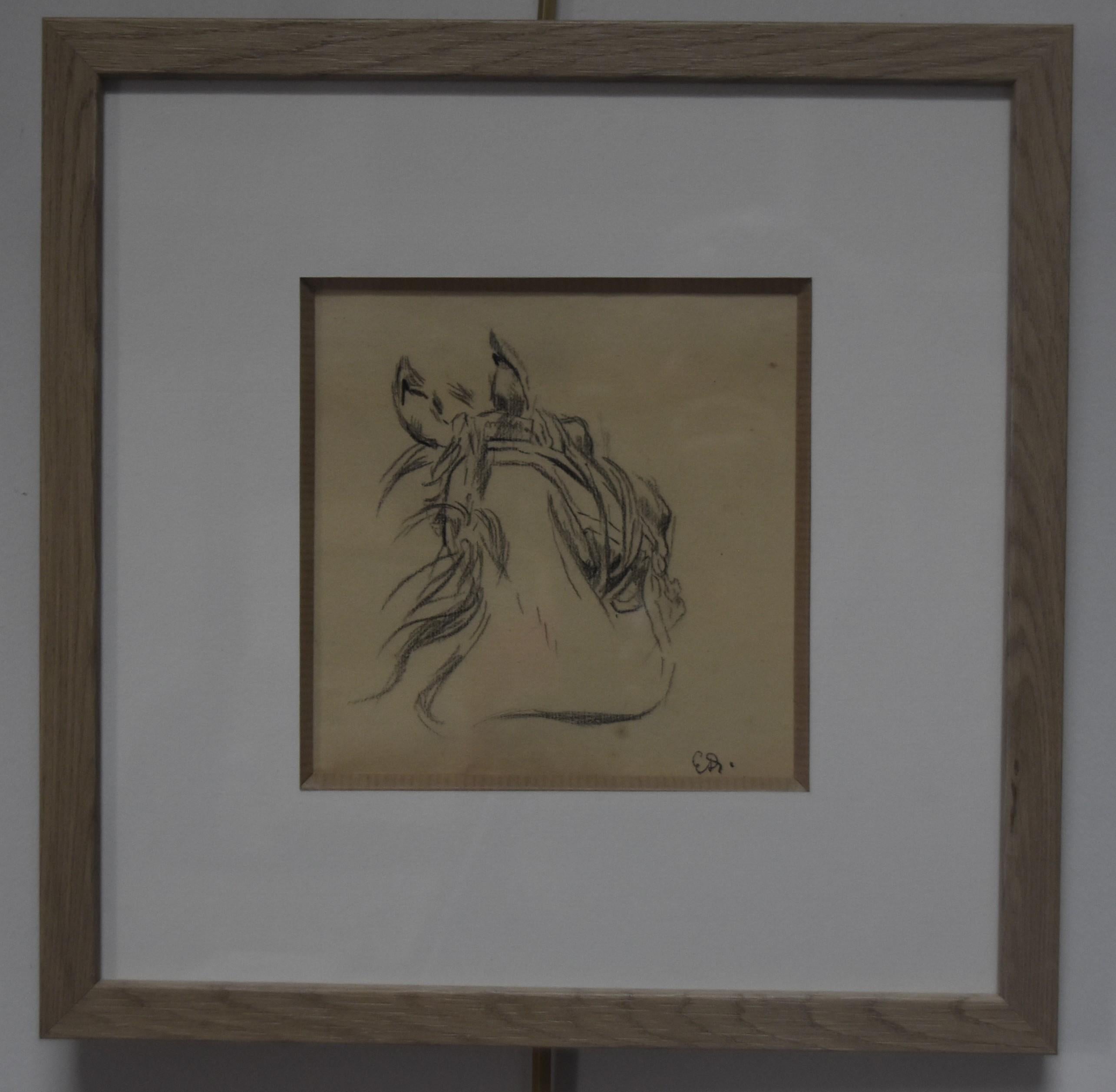 Edouard Detaille (1848 1912) Study of a horse, original drawing - Academic Art by Jean Baptiste Édouard Detaille