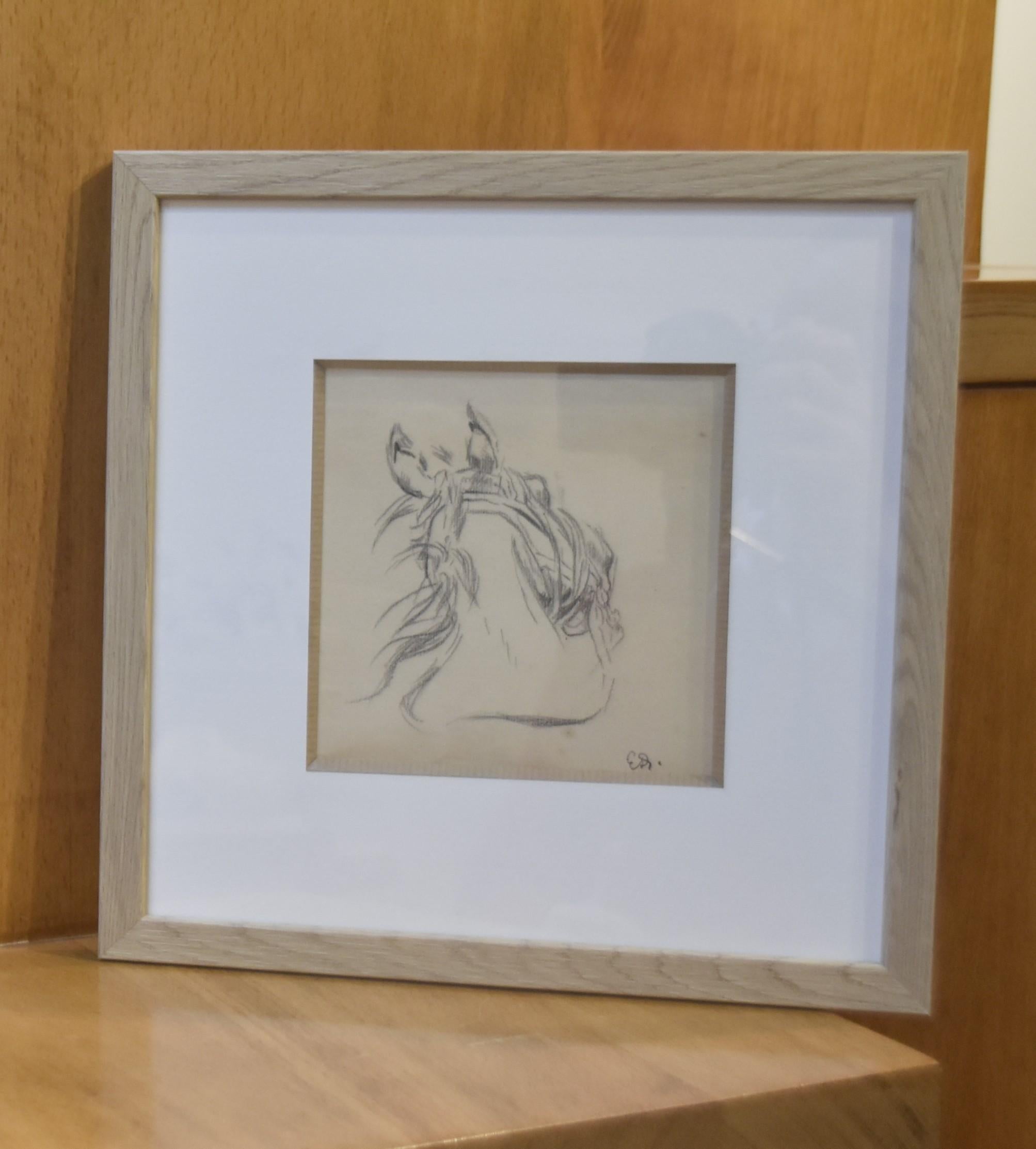 Edouard Detaille (1848 1912) Study of a horse, original drawing 1