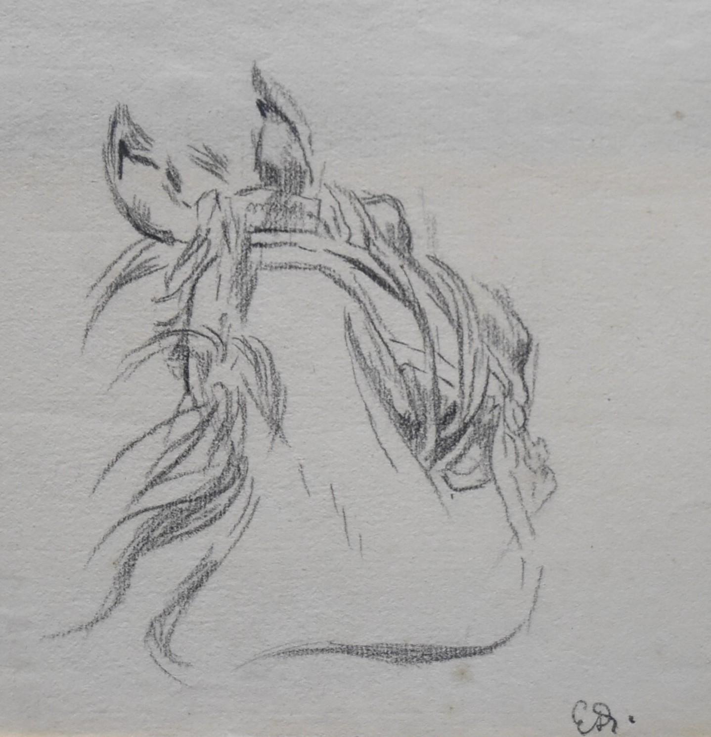 Jean Baptiste Édouard Detaille Animal Art - Edouard Detaille (1848 1912) Study of a horse, original drawing