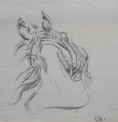 Edouard Detaille (1848 1912) Study of a horse, original drawing