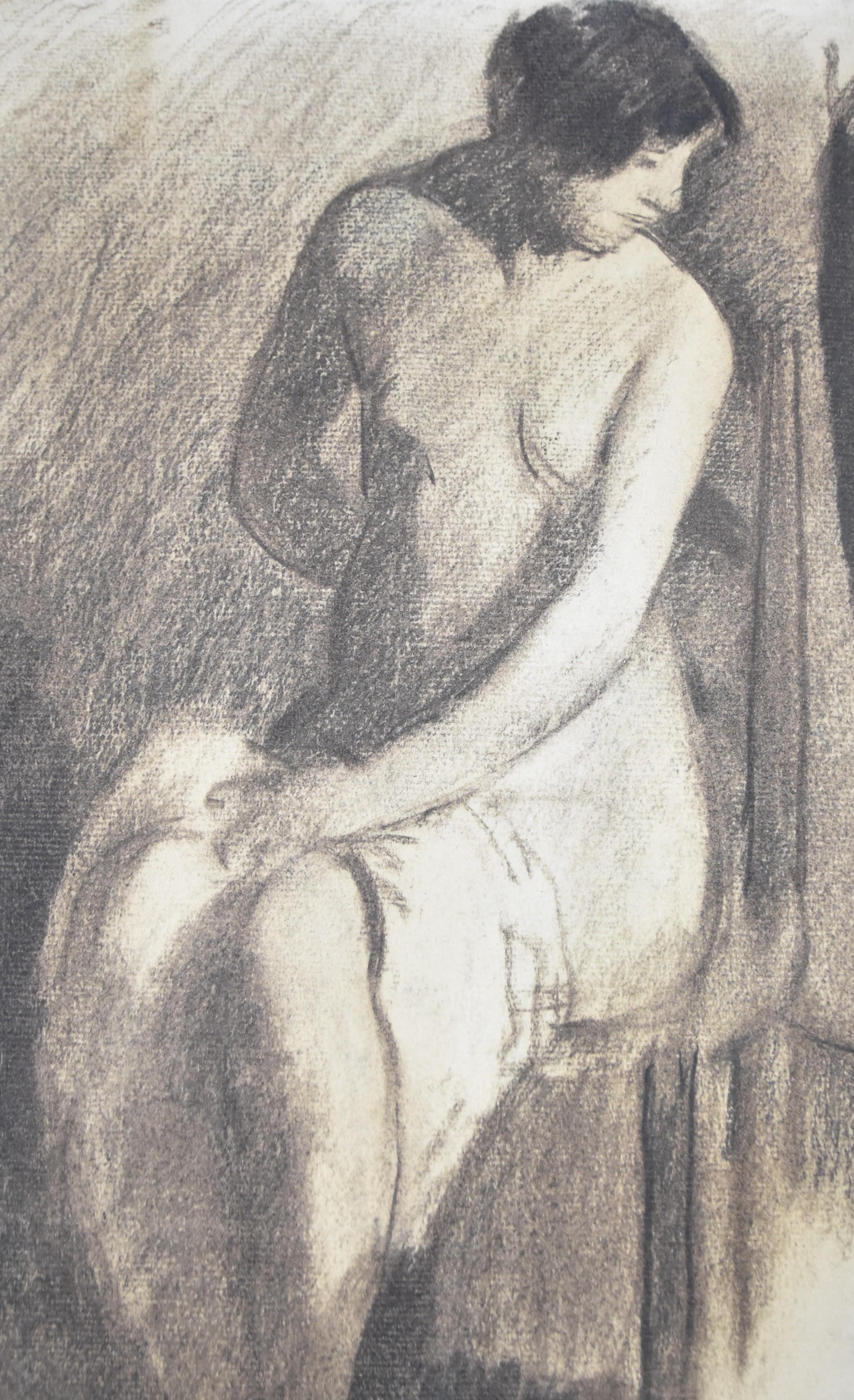 HENRY Ottmann (1877-1927)  Akt im Atelier, signierte Zeichnung (Grau), Nude, von Henri Ottmann