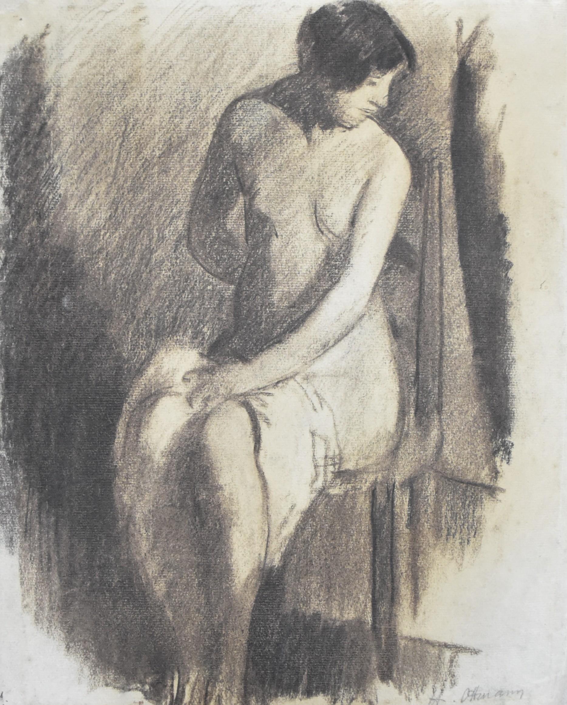 Henri Ottmann (1877-1927)  Nude in the studio, drawing signed For Sale 5