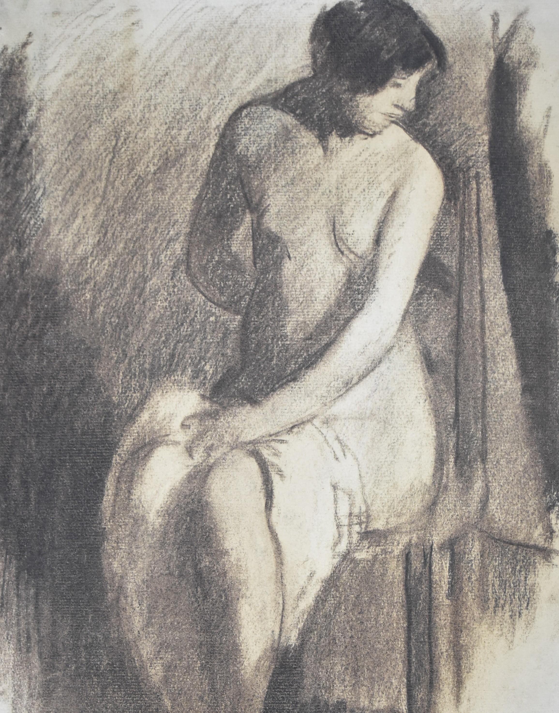 Henry Ottmann (1877-1927)  Nude in the studio, drawing signed For Sale 4