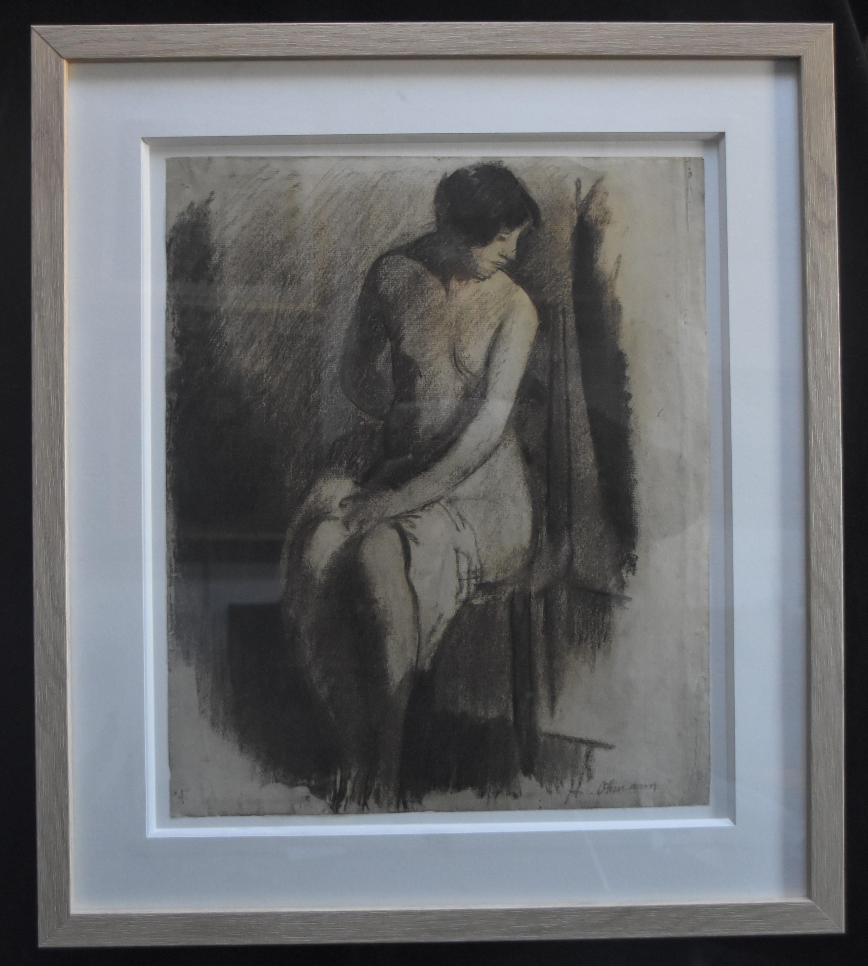 Henry Ottmann (1877-1927)  Nude in the studio, drawing signed For Sale 5