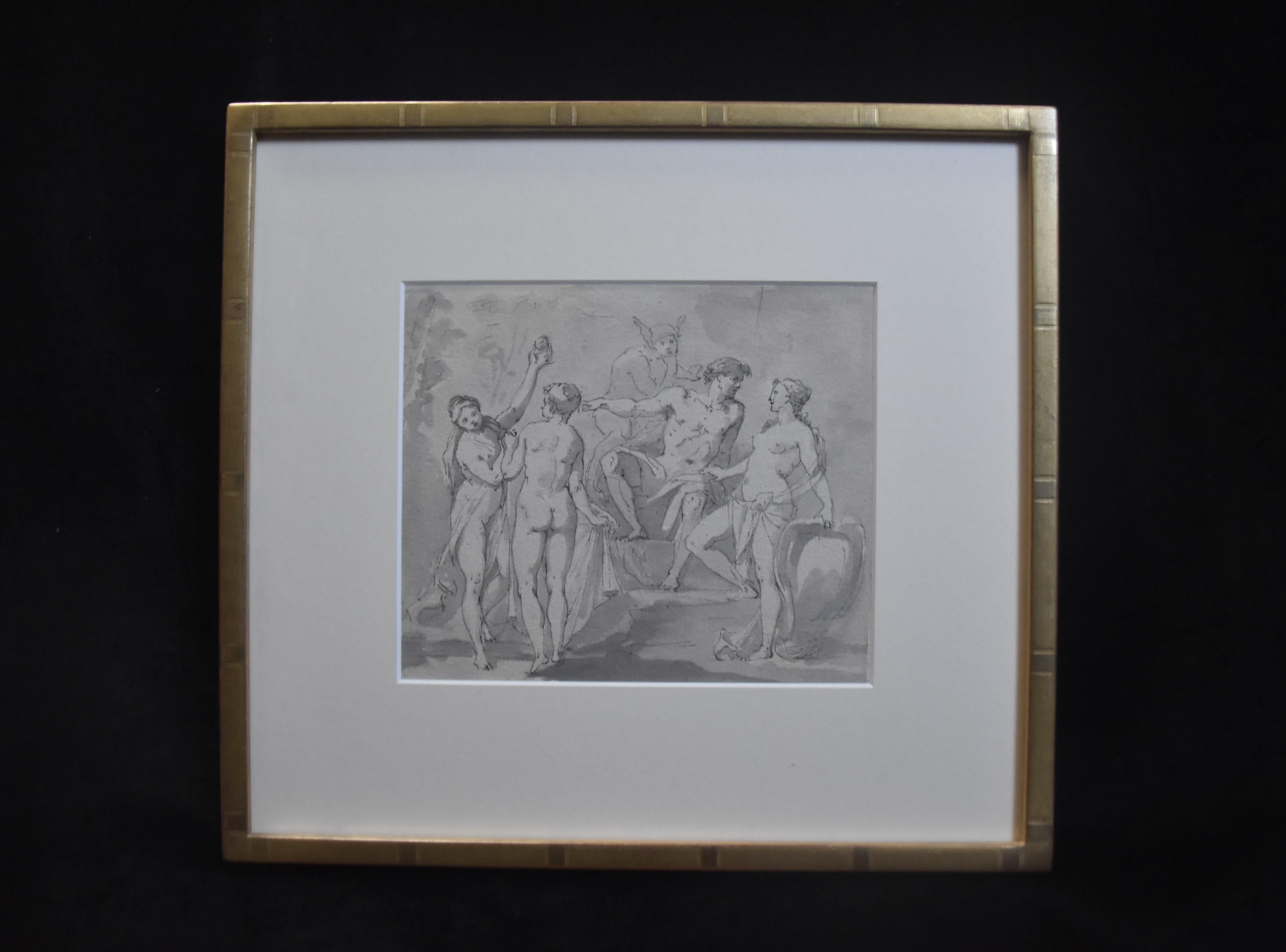 French School 18th century, The Judgement of Paris, original drawing - Old Masters Art by Unknown