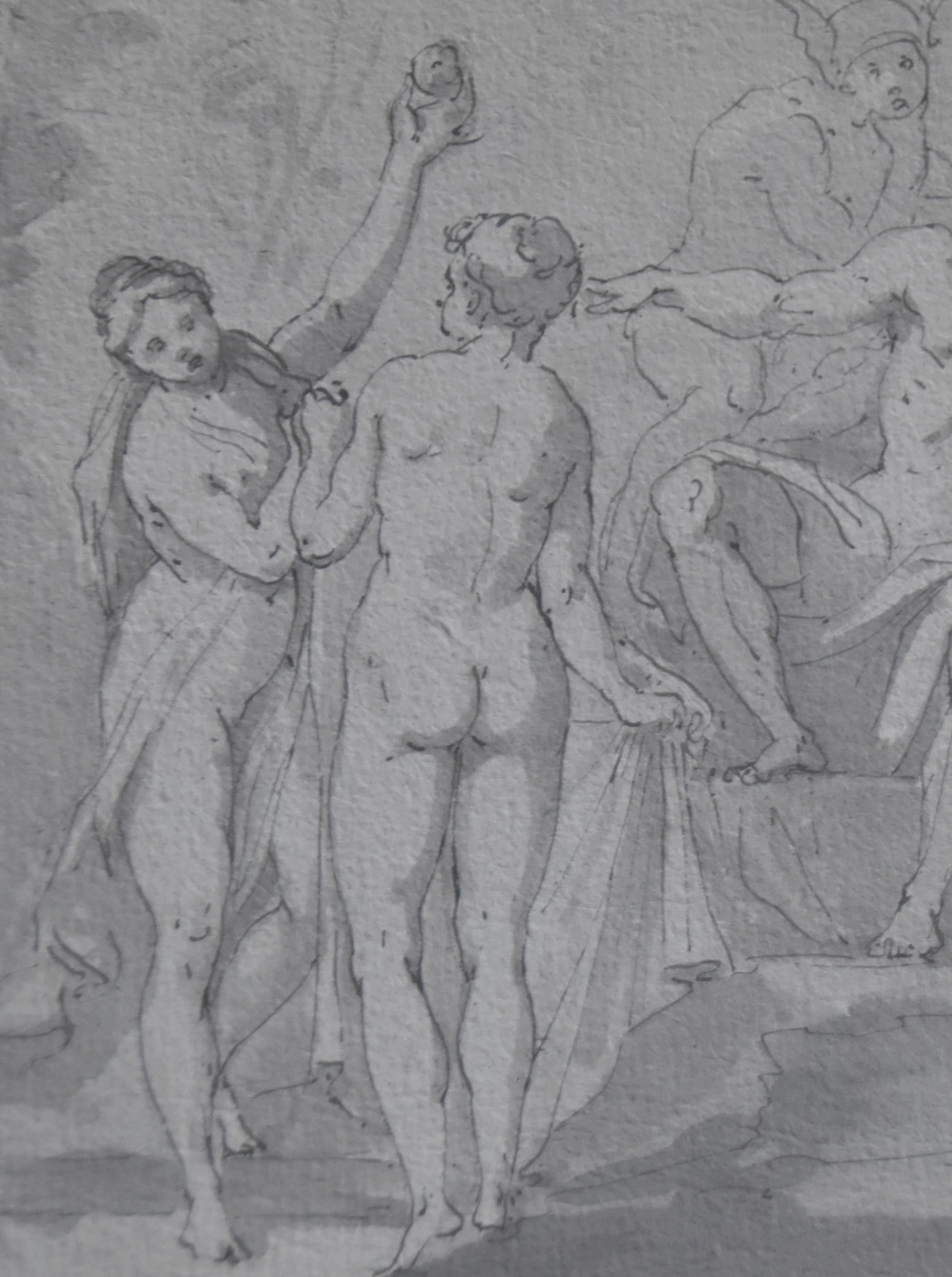 French School 18th century, The Judgement of Paris, original drawing 2