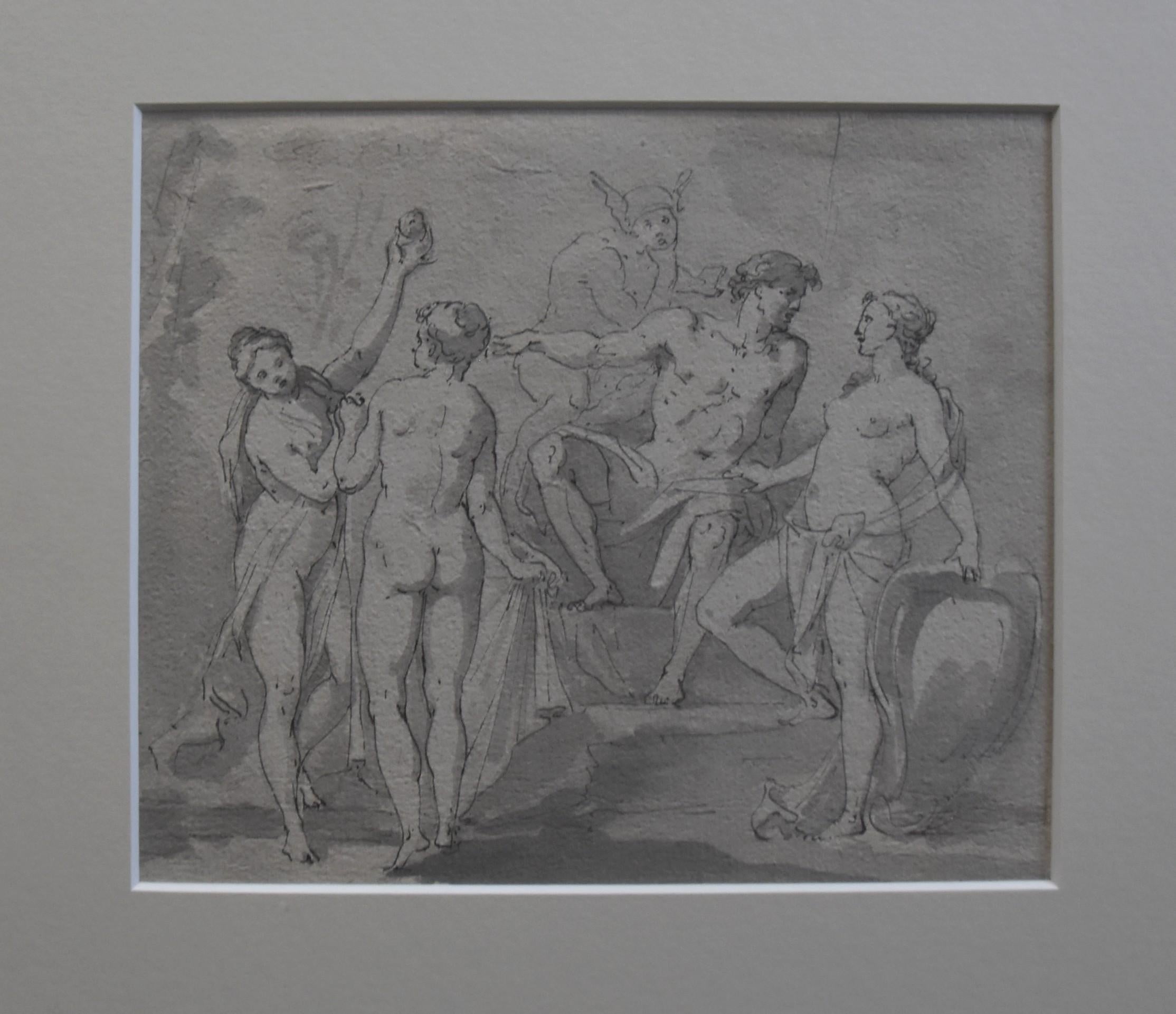 French School 18th century, The Judgement of Paris, original drawing 4