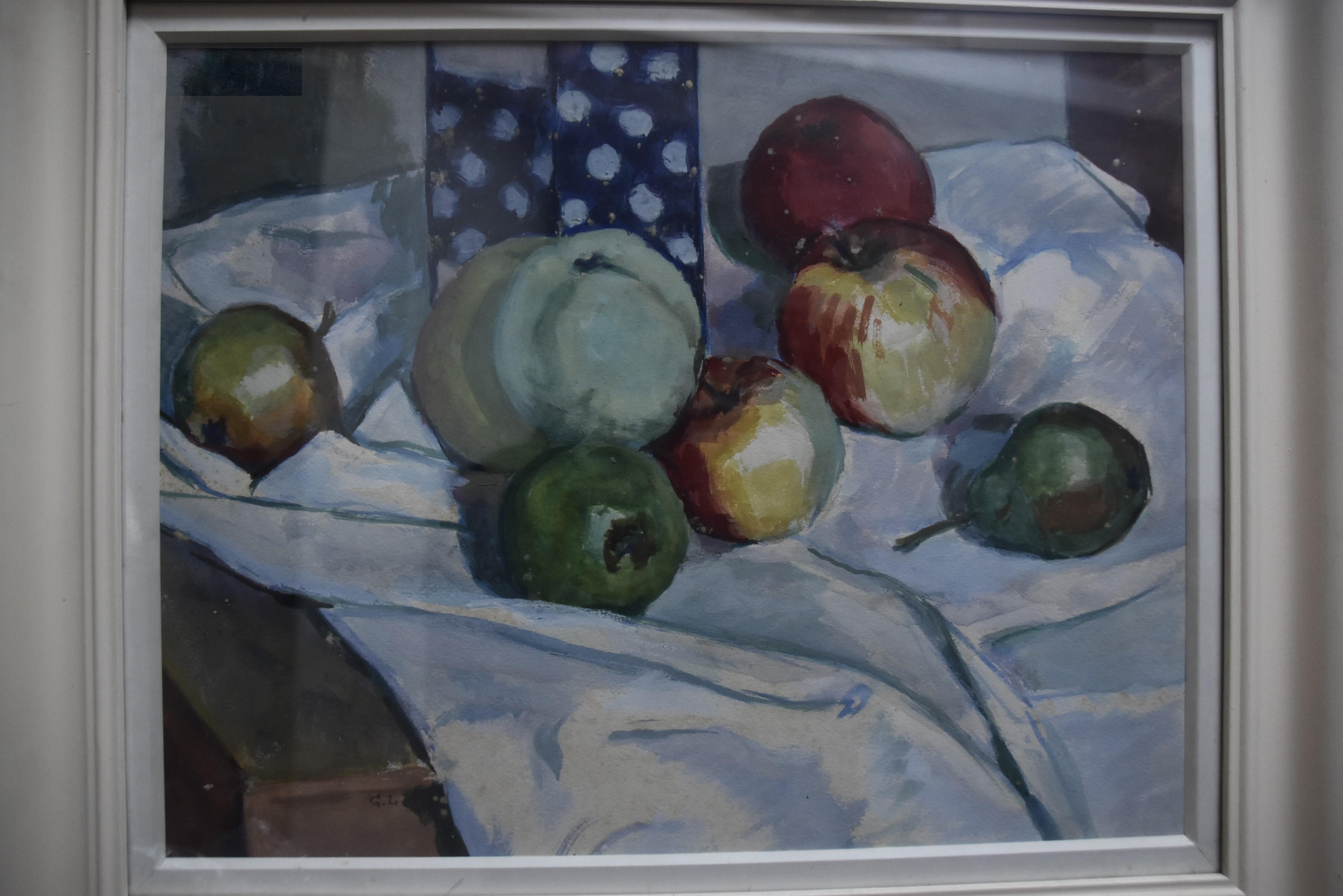 Georges Louis Claude (1879-1963) Still life with apples, 1939 gouache signed 4