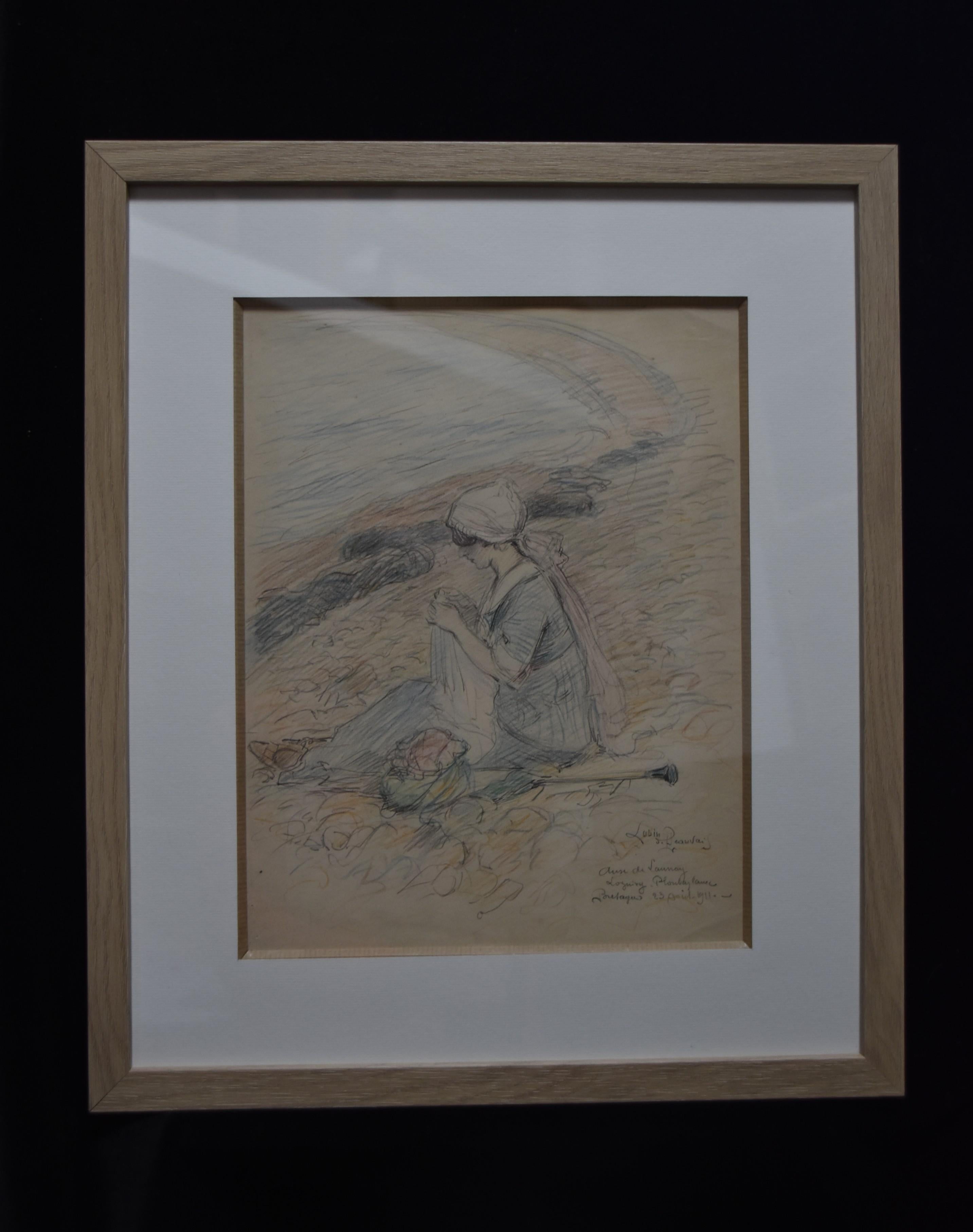 Lubin de Beauvais (1873-1917) L'Anse de Launay 1911, signed color drawing  For Sale 4