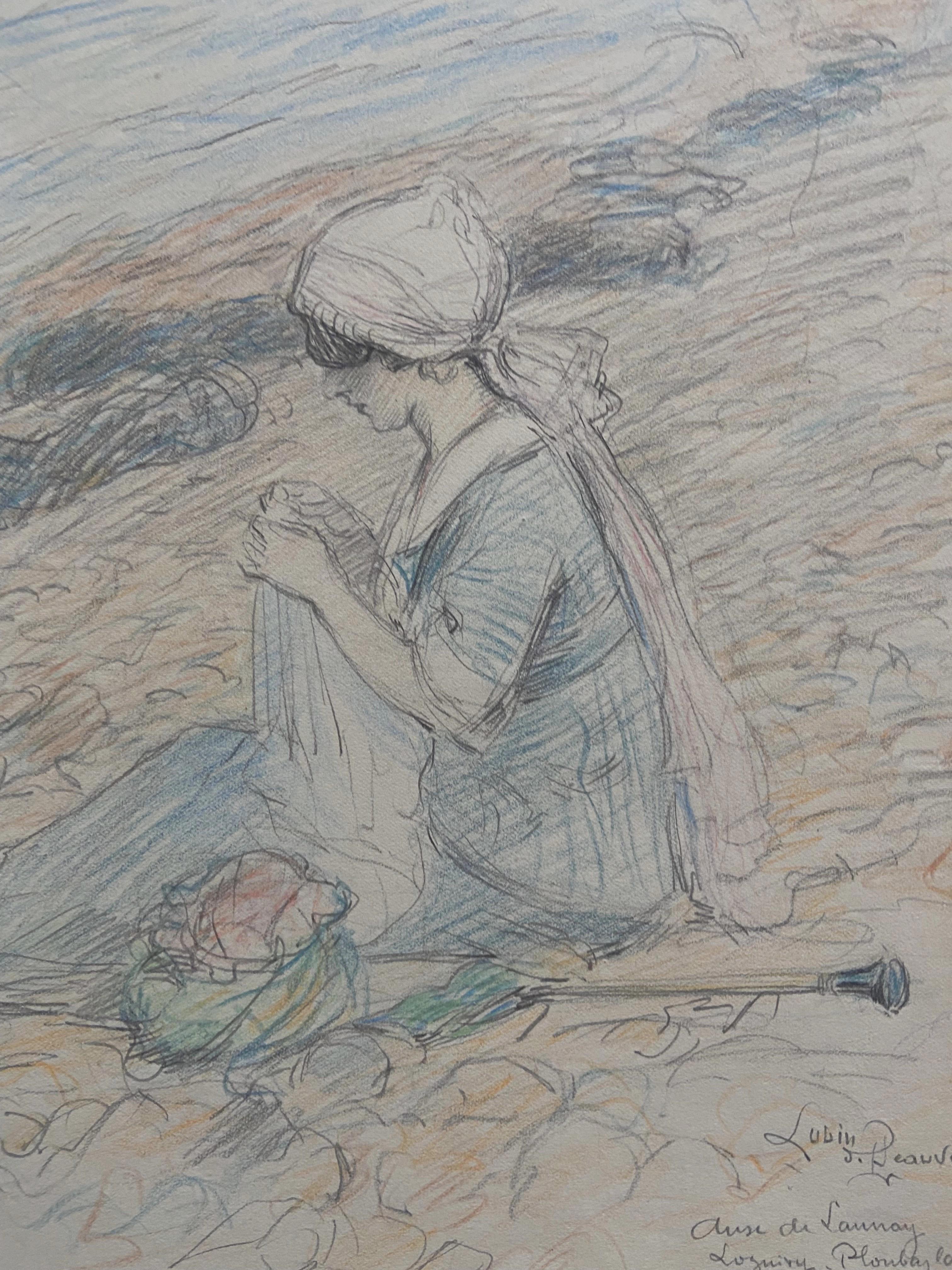Lubin de Beauvais (1873-1917) L'Anse de Launay 1911, signierte Farbzeichnung  im Angebot 4