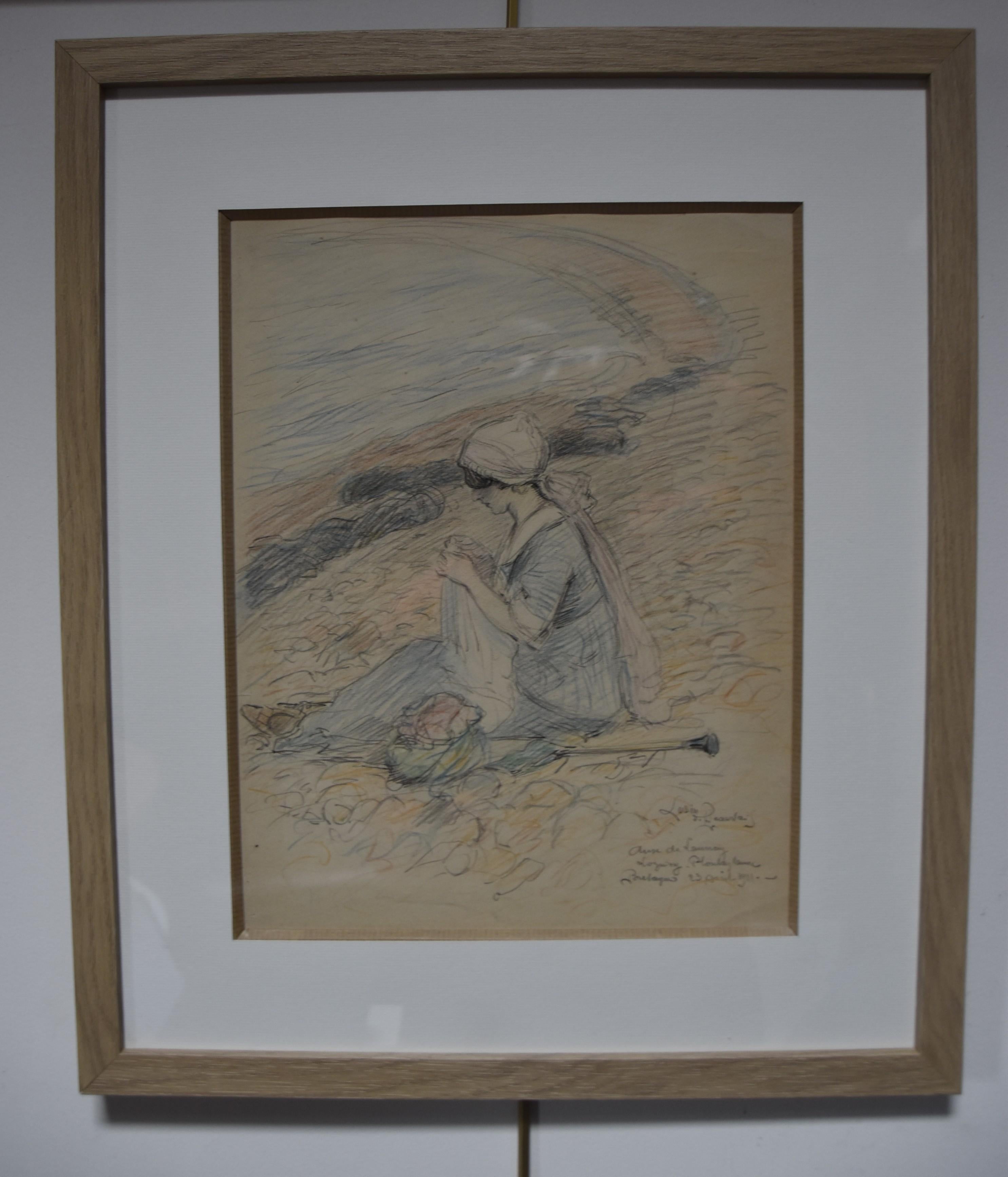 Lubin de Beauvais (1873-1917) L'Anse de Launay 1911, signed color drawing  For Sale 3