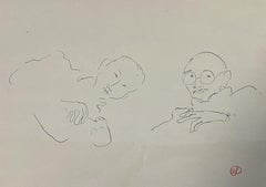 Jean Launois (1898-1942) Opium smokers, Indochina, original drawing