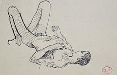 Jean Launois (1898-1942) , A young naked man lying down, original drawing