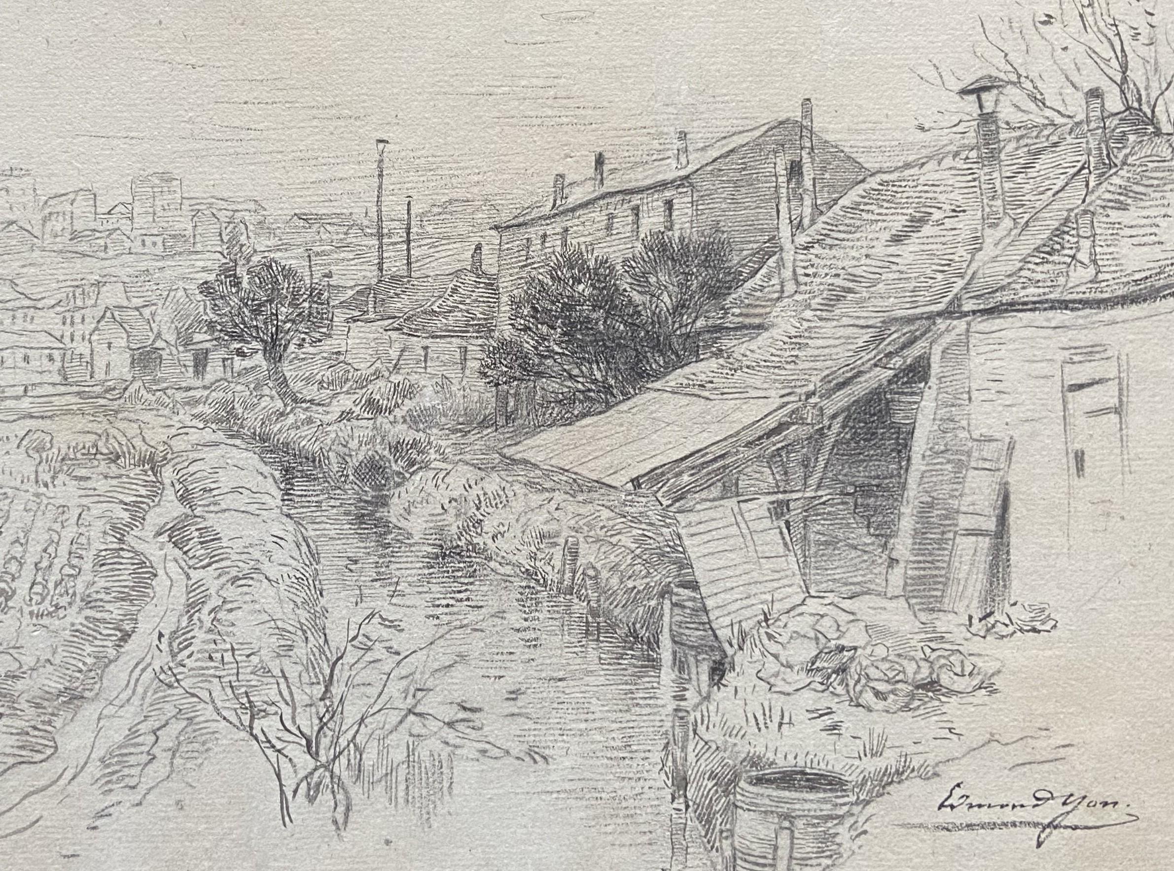 Edmond Yon (1836 - 1897) La Bièvre dans Paris, drawing signed  3