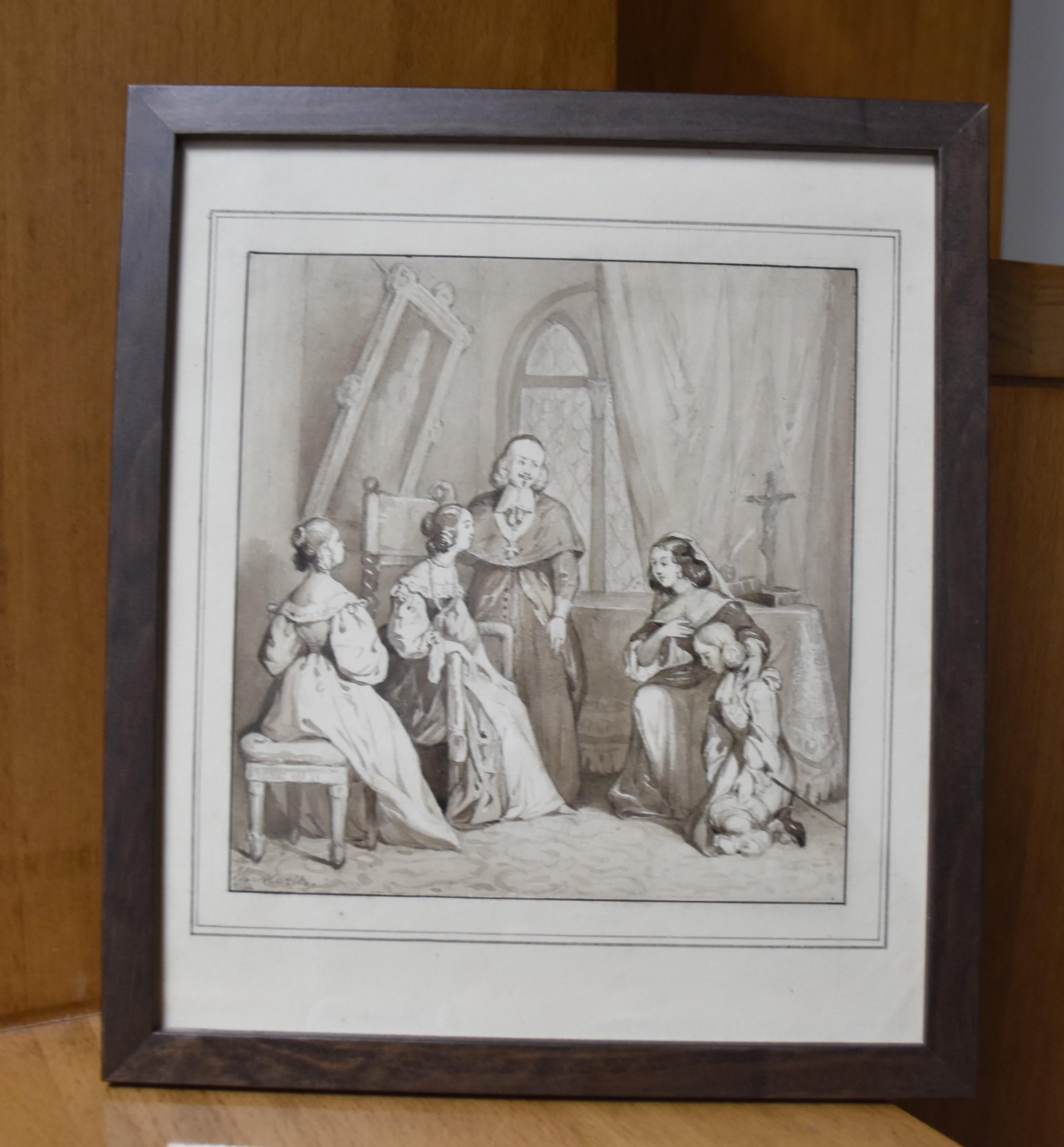 William Moritz (1816-1860) An historical scene, drawing signed For Sale 8