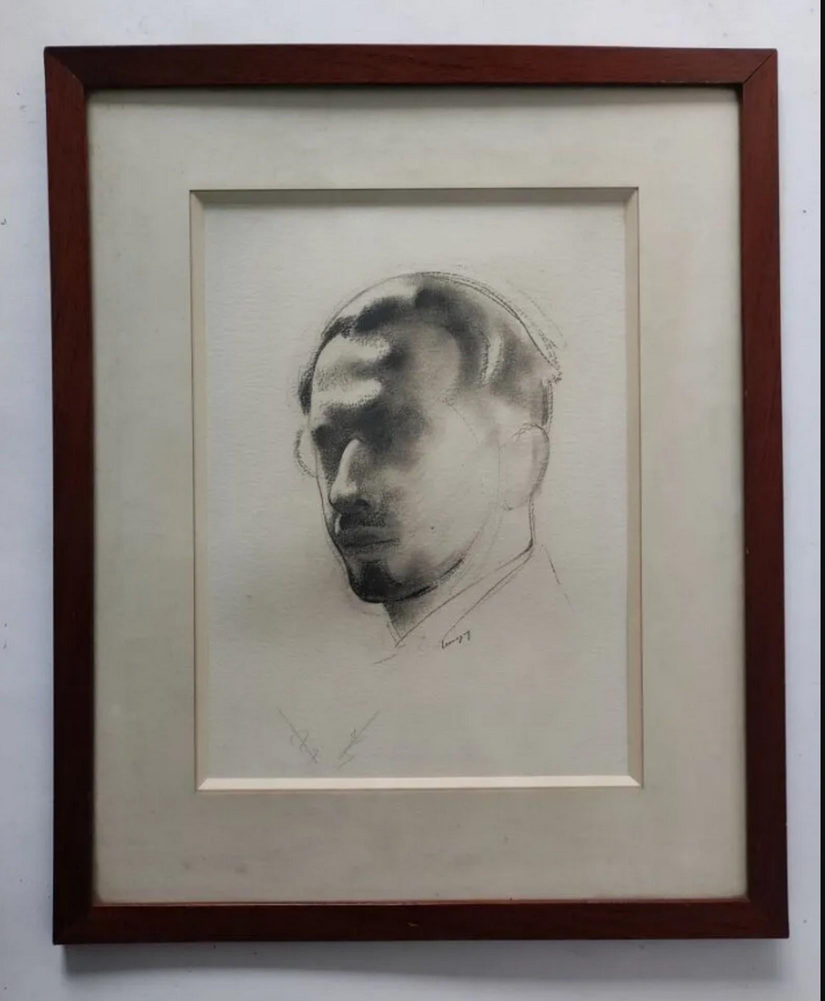 Paul Lemagny (1905-1977) Autoportrait de l'artiste, dessin signé 1