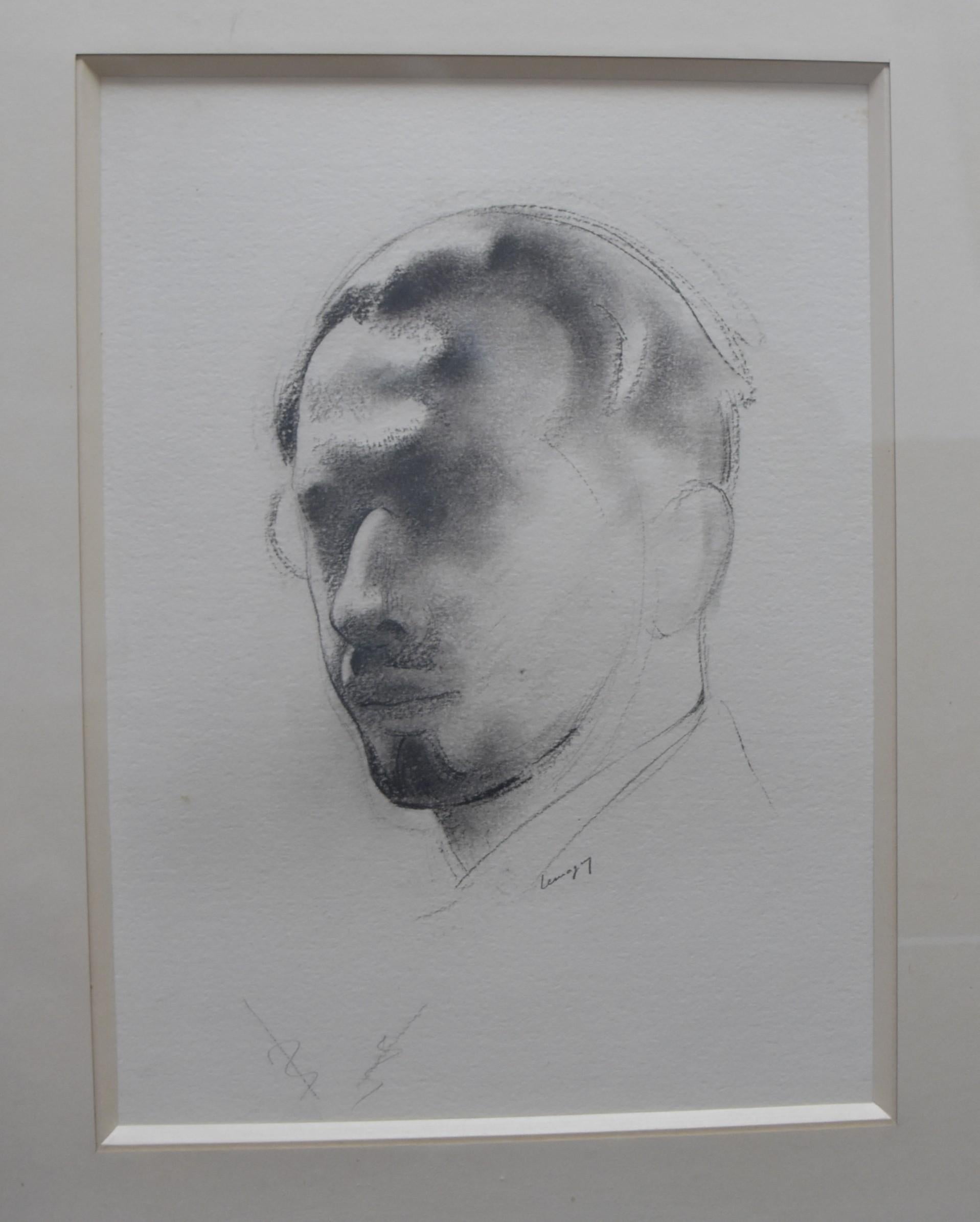Paul Lemagny (1905-1977) Autoportrait de l'artiste, dessin signé 2