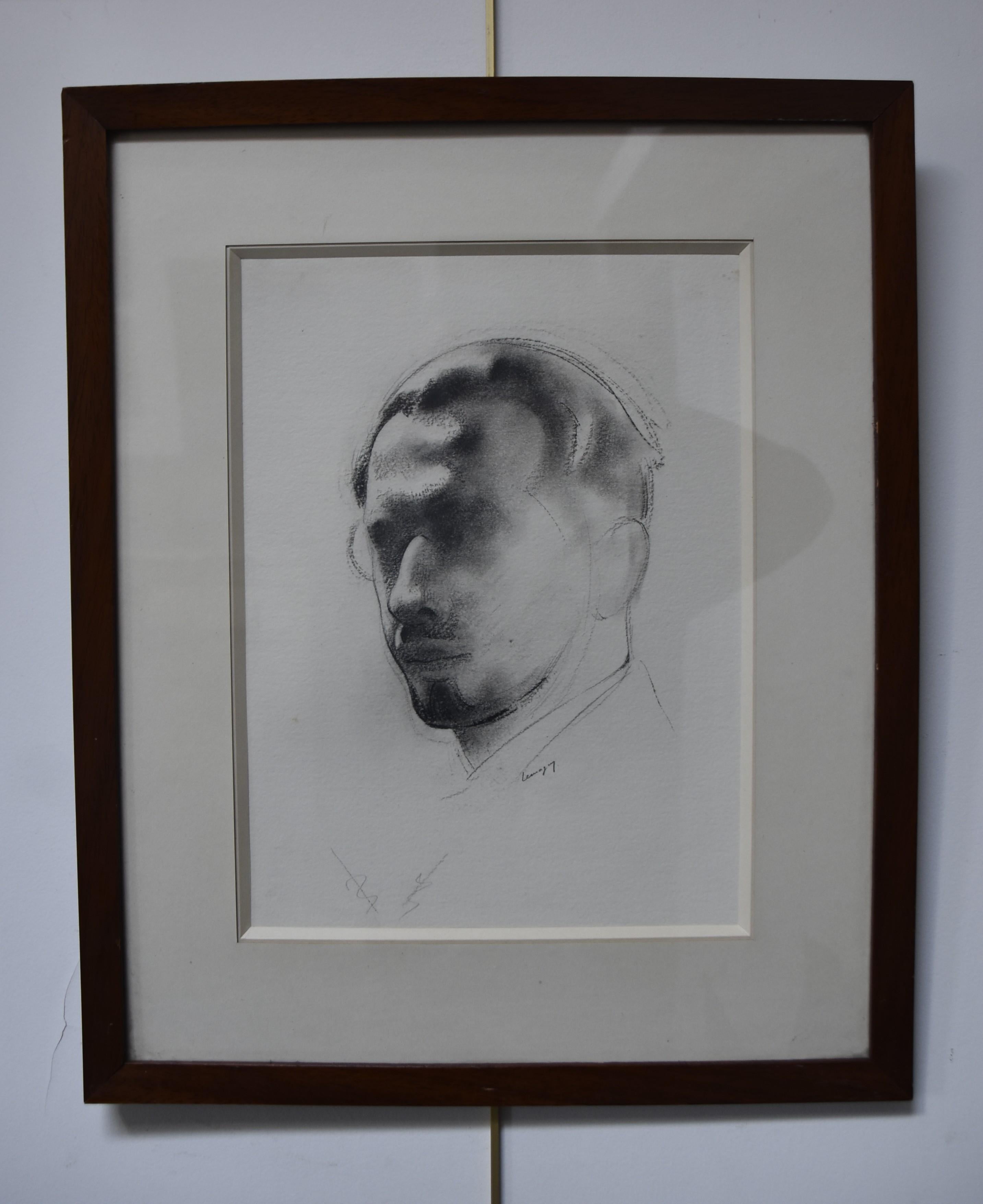 Paul Lemagny (1905-1977) Selfportrait of the artist, signed drawing 3