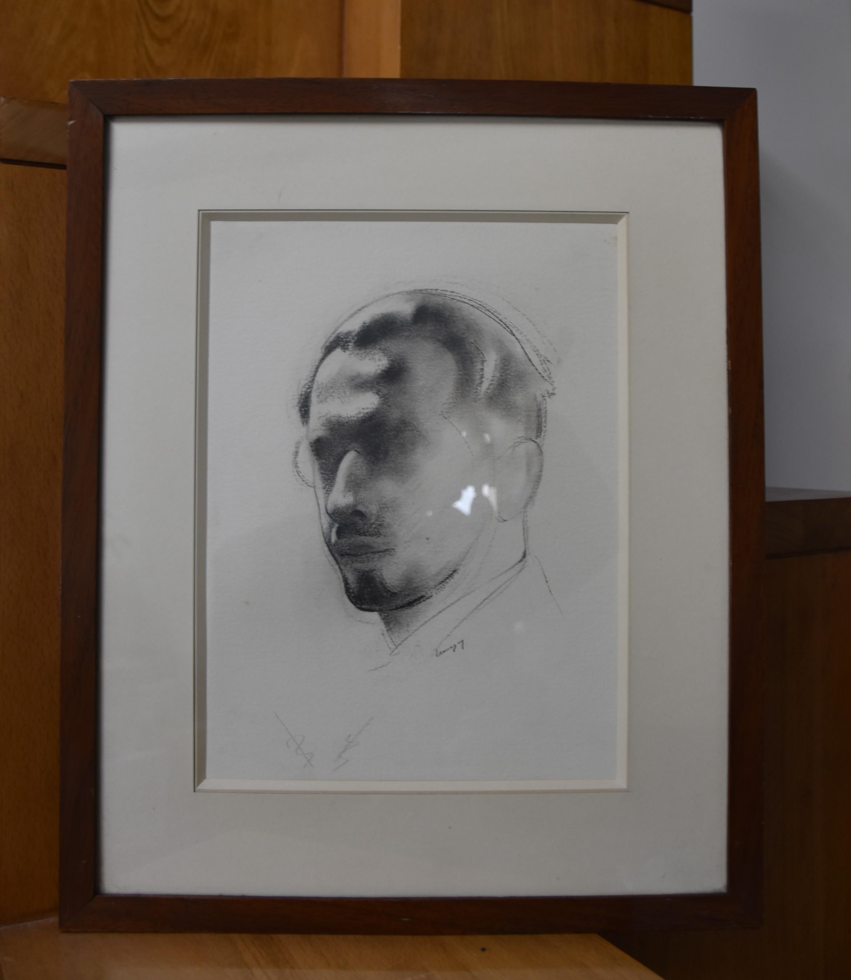 Paul Lemagny (1905-1977) Autoportrait de l'artiste, dessin signé 6