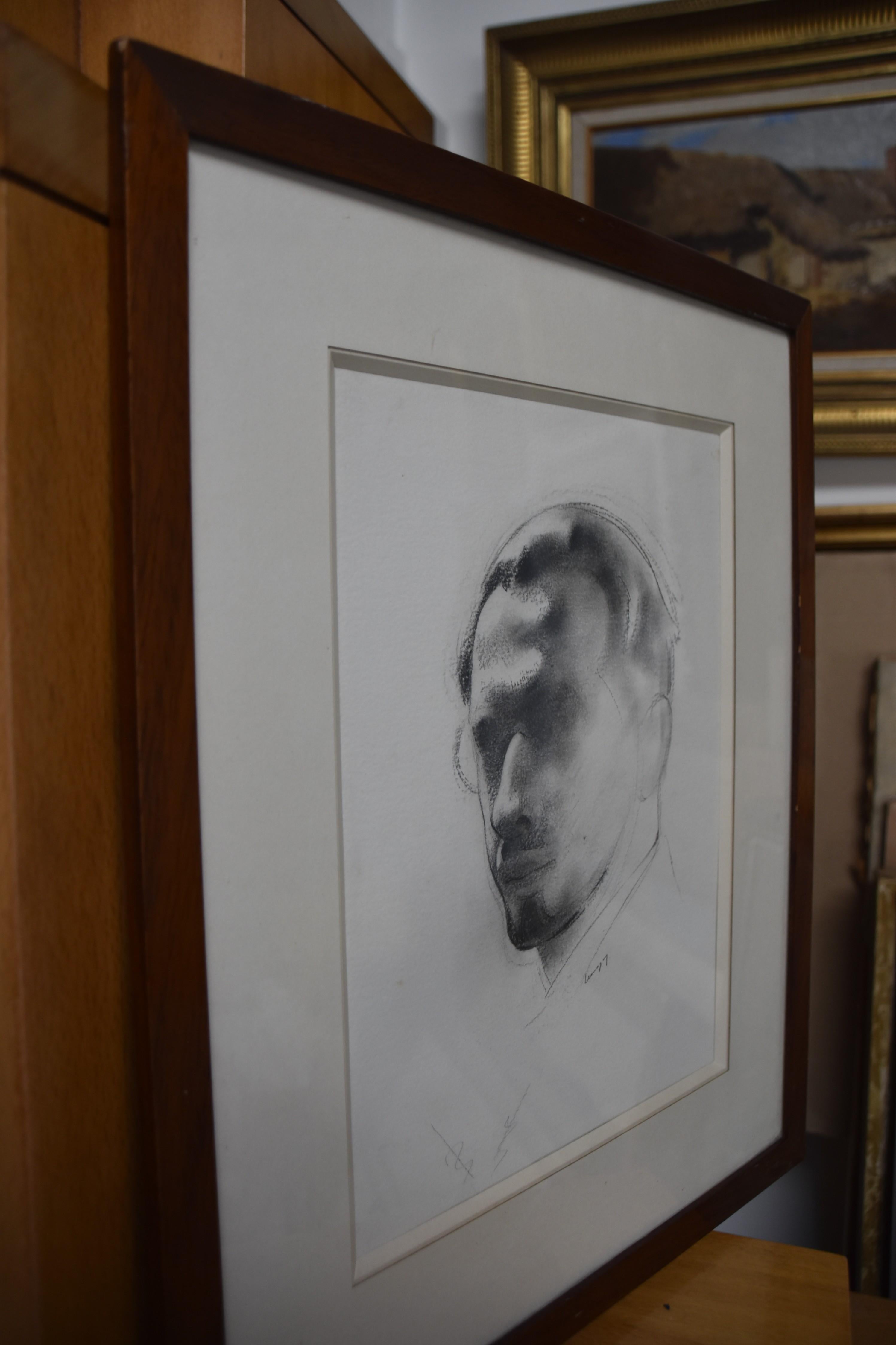 ANCIEN DESSIN ENCRE portrait autoportrait Daniel DU JANERAND 1957 Menu