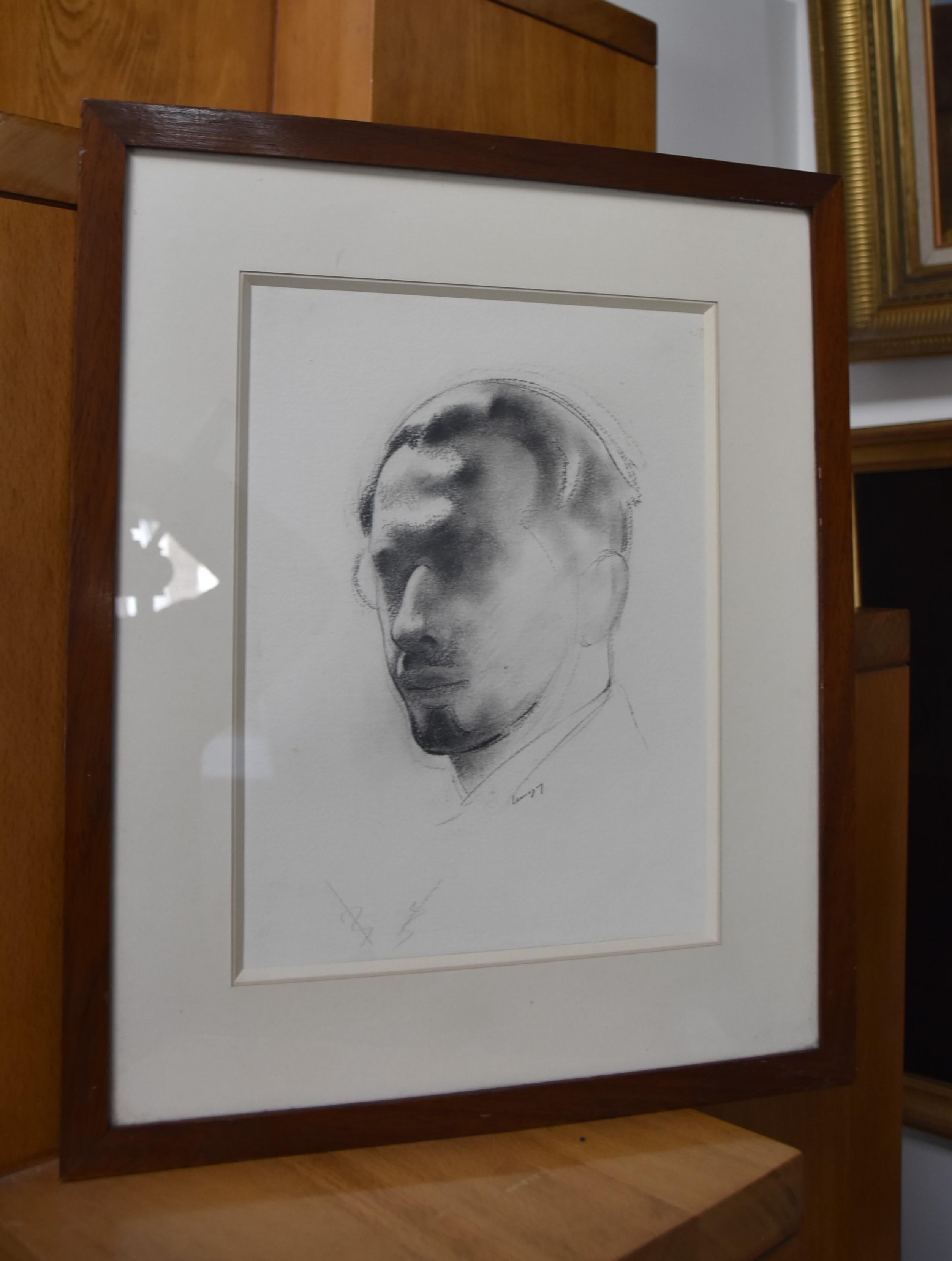 Paul Lemagny (1905-1977) Autoportrait de l'artiste, dessin signé 8