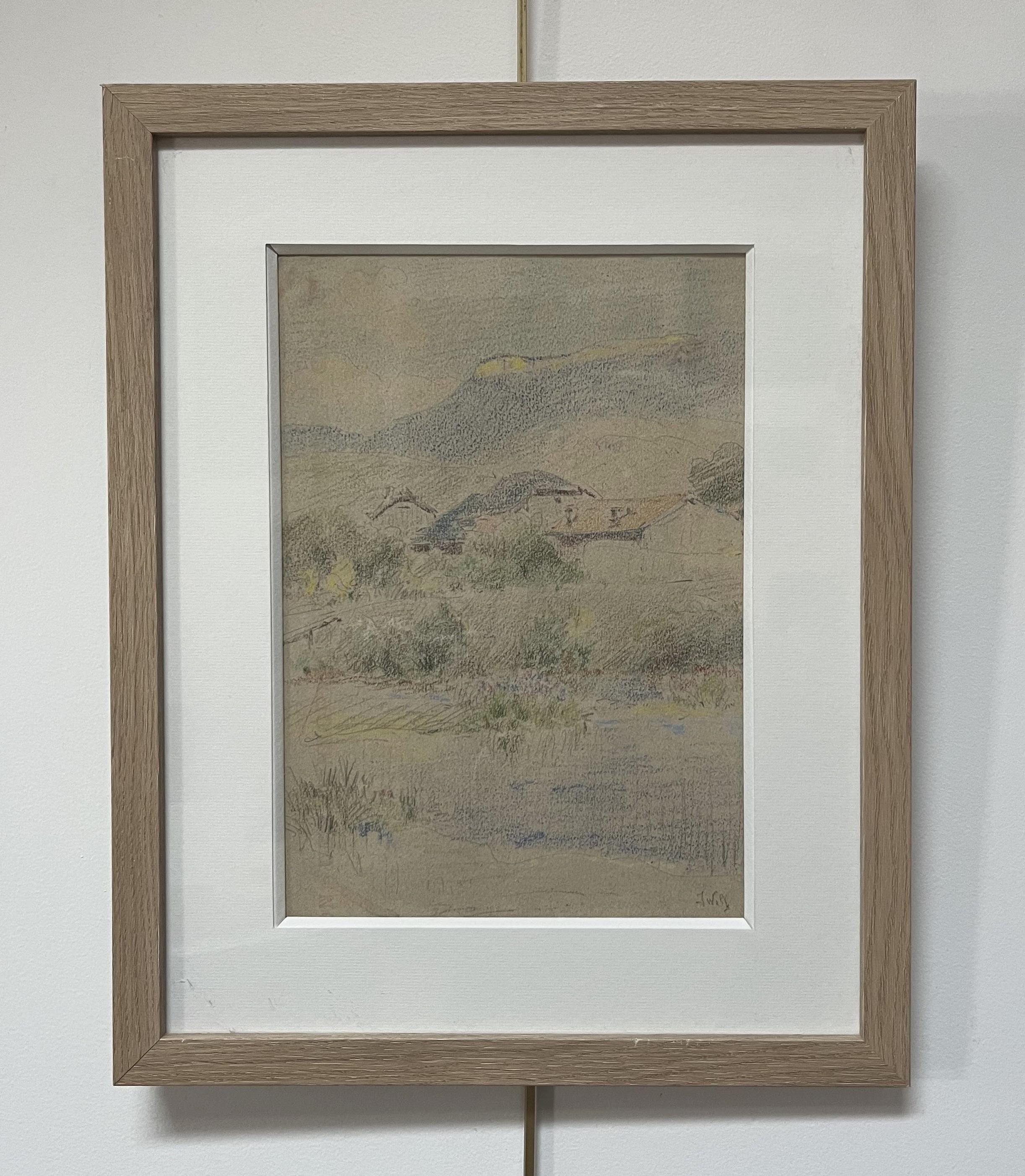 Marie-Joseph Clavel dit Iwill (1850-1923) Paysage avec un village, signé 5