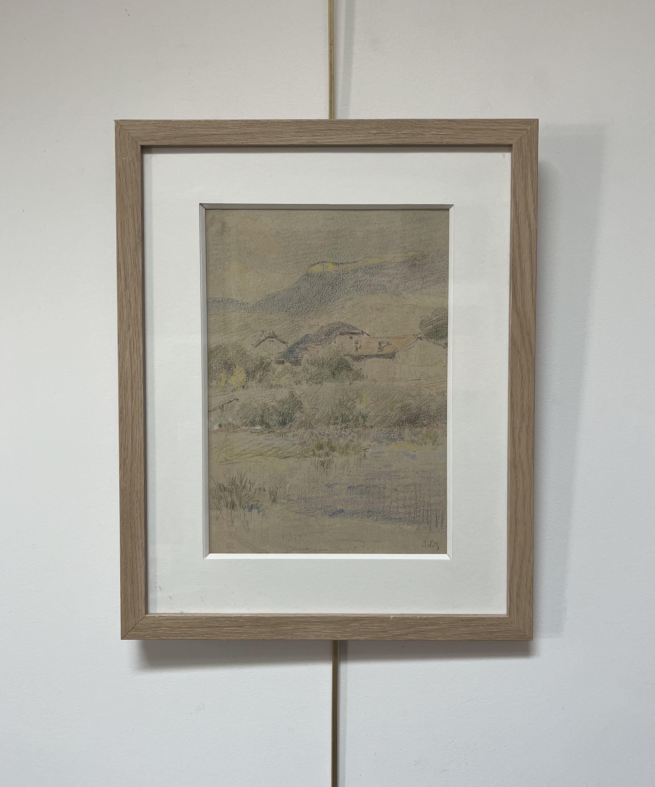 Marie-Joseph Clavel dit Iwill (1850-1923) Paysage avec un village, signé 6