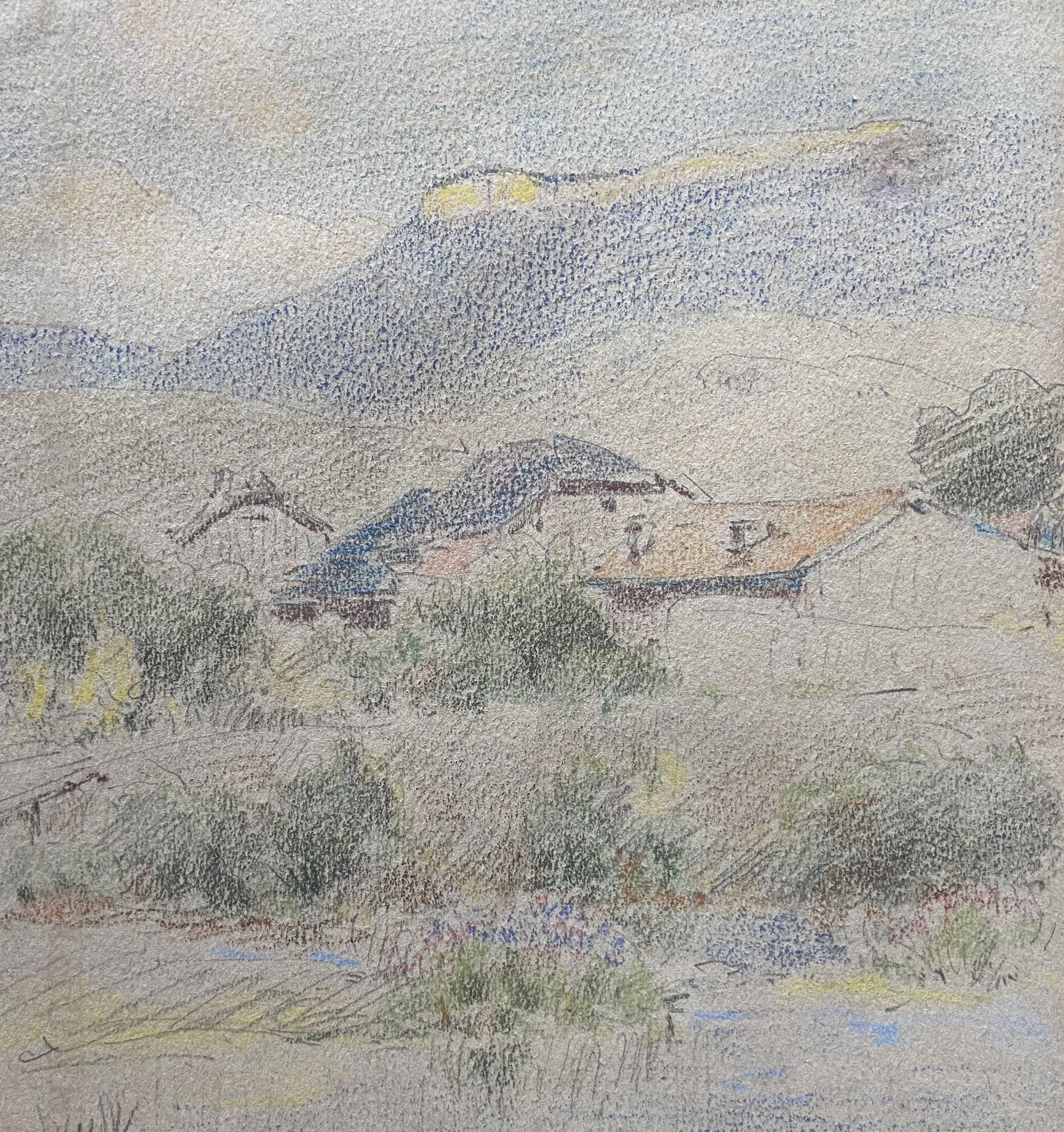 Marie Joseph Clavel dit Iwill (1850-1923) Landschaft mit einem Dorf, signiert   im Angebot 2