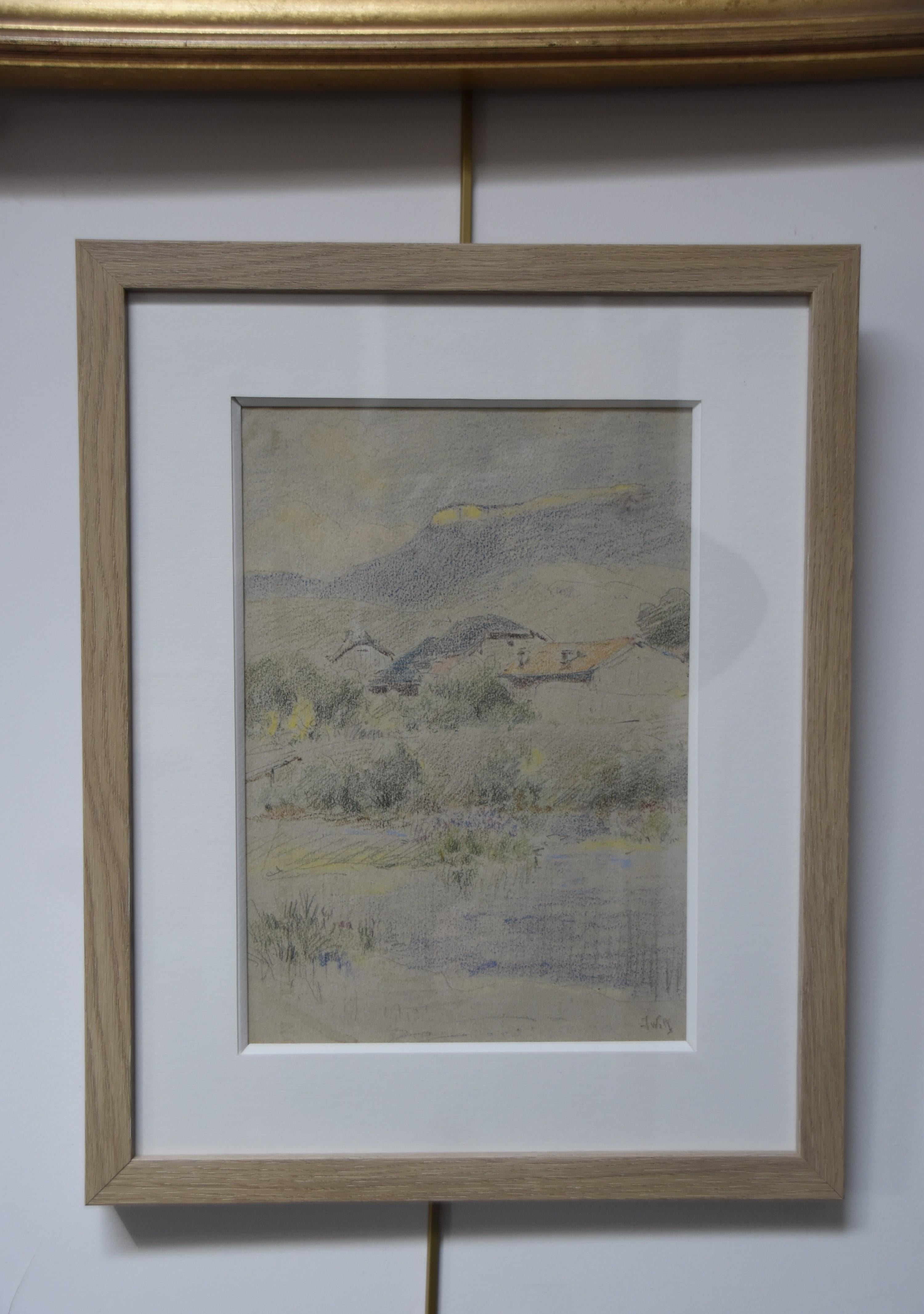 Marie Joseph Clavel dit Iwill (1850-1923) Landschaft mit einem Dorf, signiert   im Angebot 8