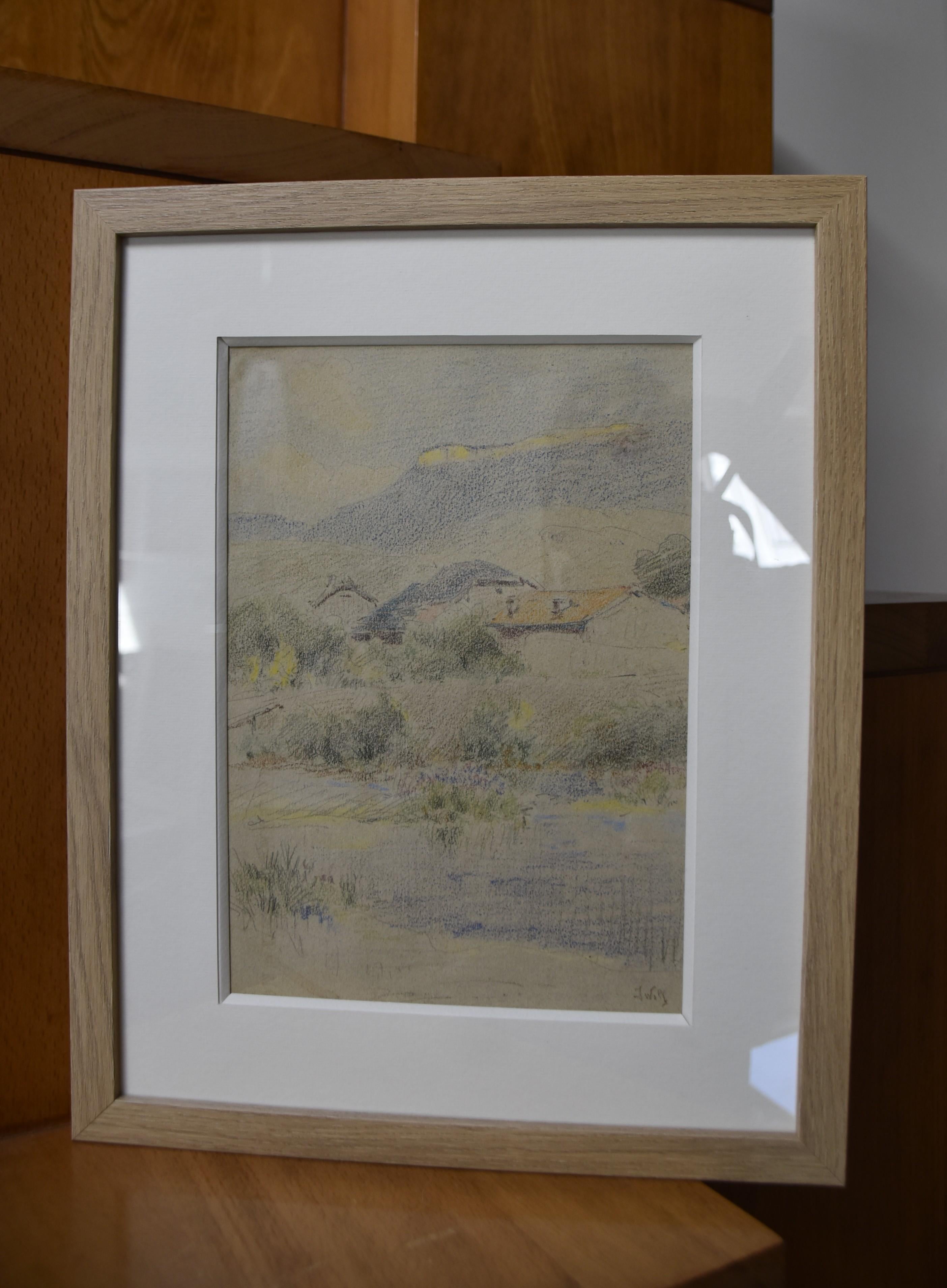 Marie Joseph Clavel dit Iwill (1850-1923) Landschaft mit einem Dorf, signiert   im Angebot 9