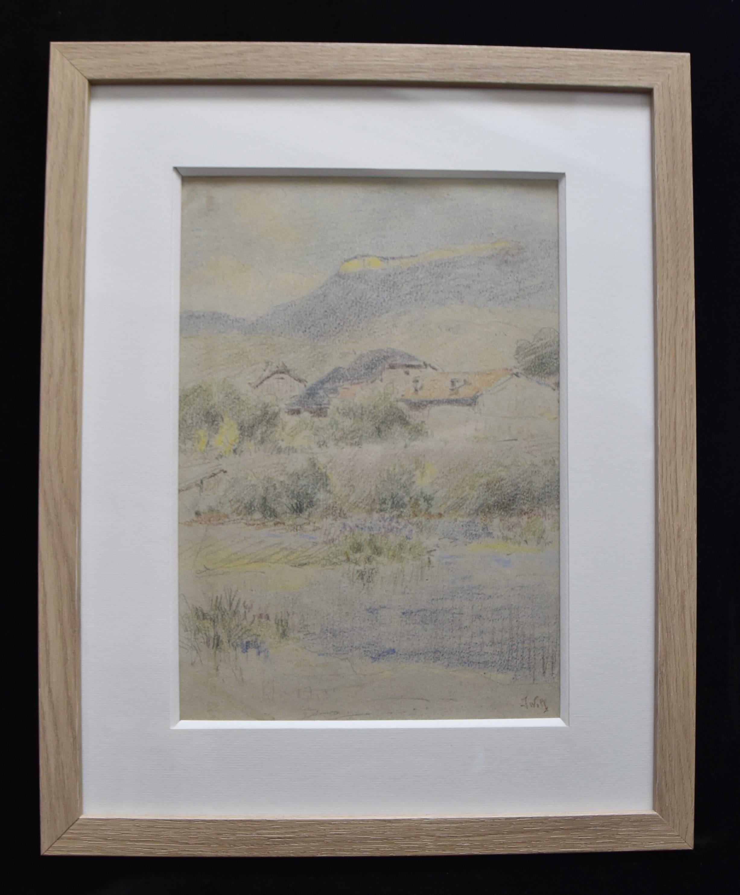 Marie-Joseph Clavel dit Iwill (1850-1923) Paysage avec un village, signé - Art de Marie-Joseph Iwill