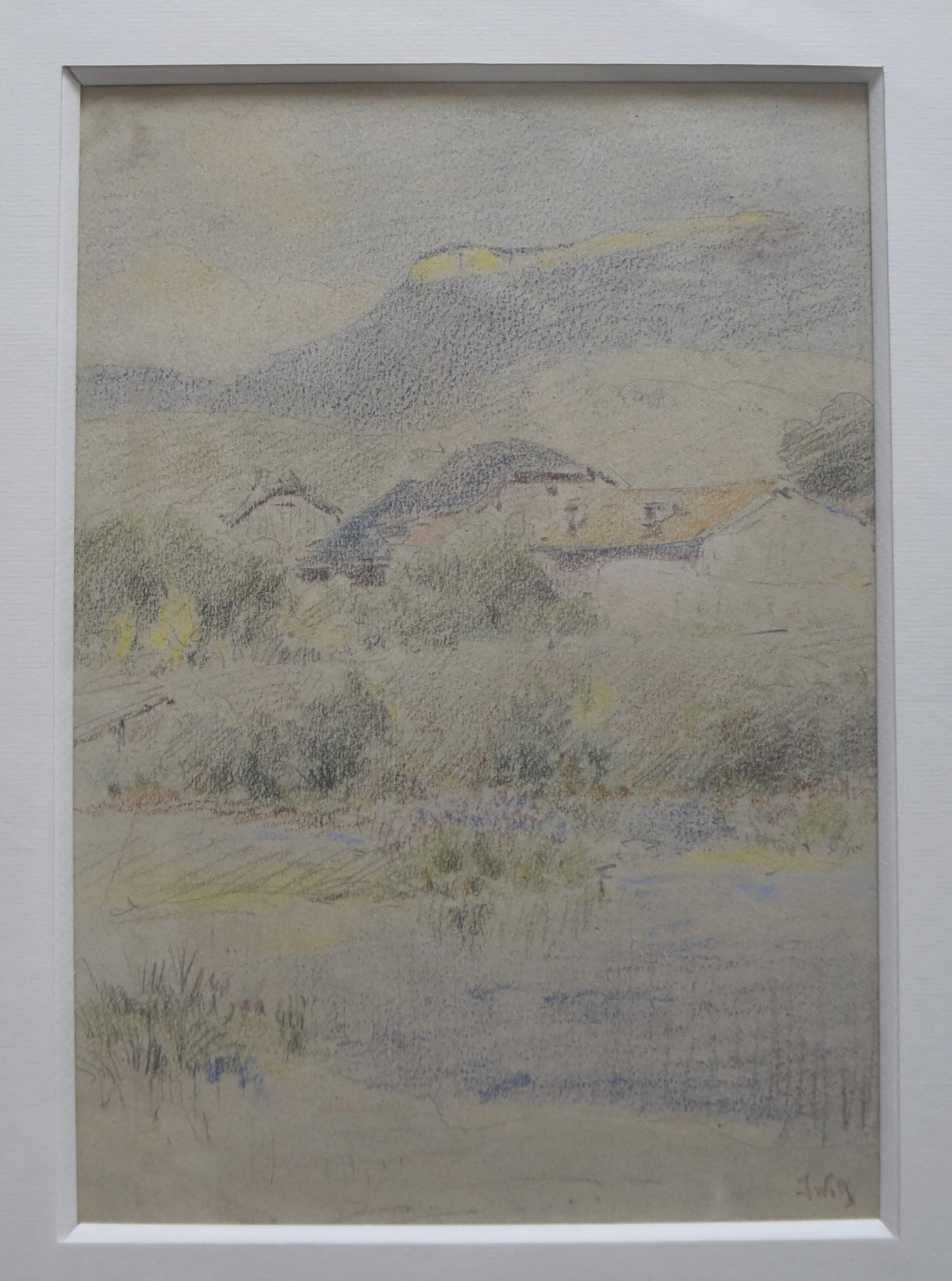 Marie-Joseph Clavel dit Iwill (1850-1923) Paysage avec un village, signé 2