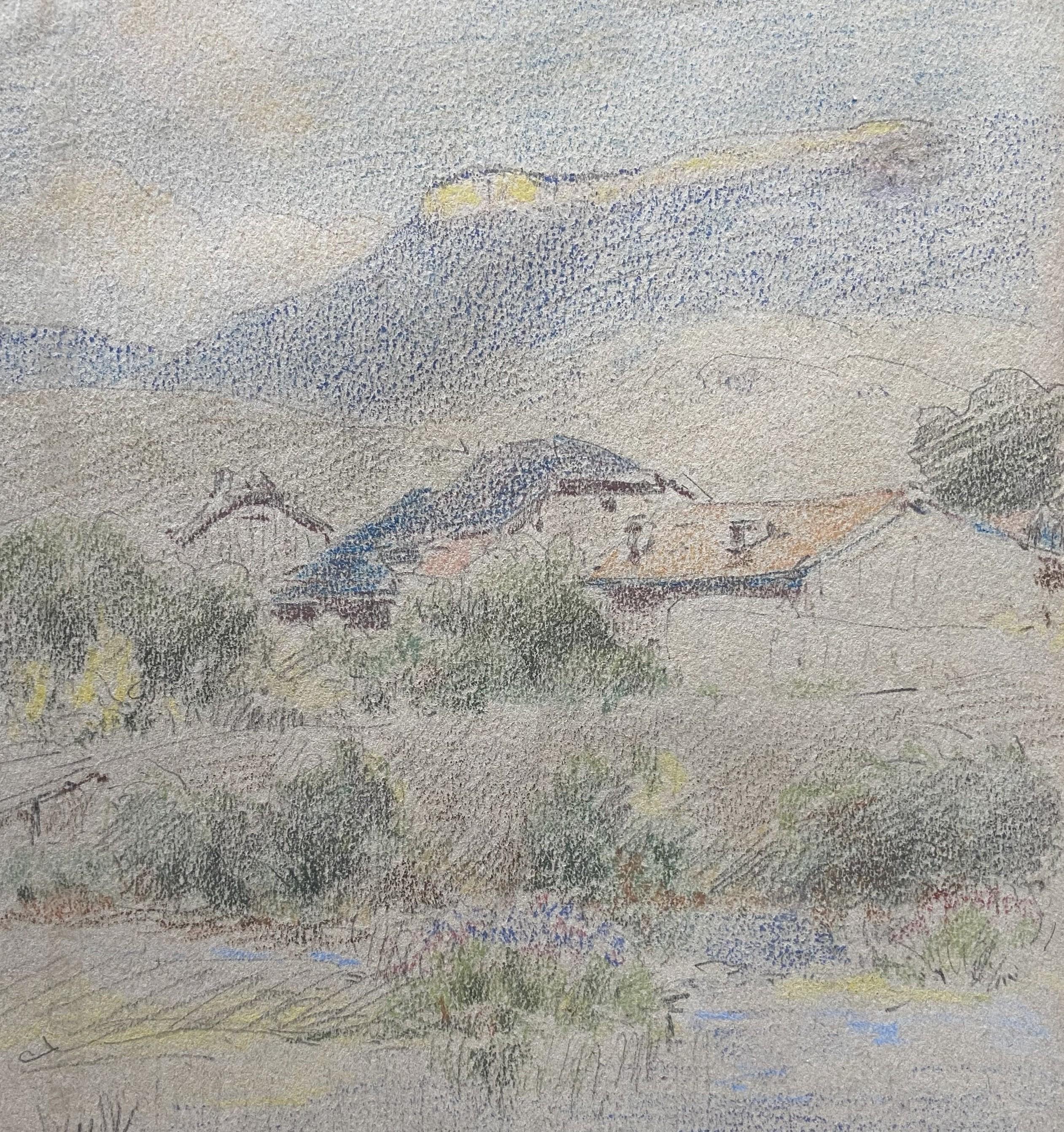 Marie-Joseph Clavel dit Iwill (1850-1923) Paysage avec un village, signé 3
