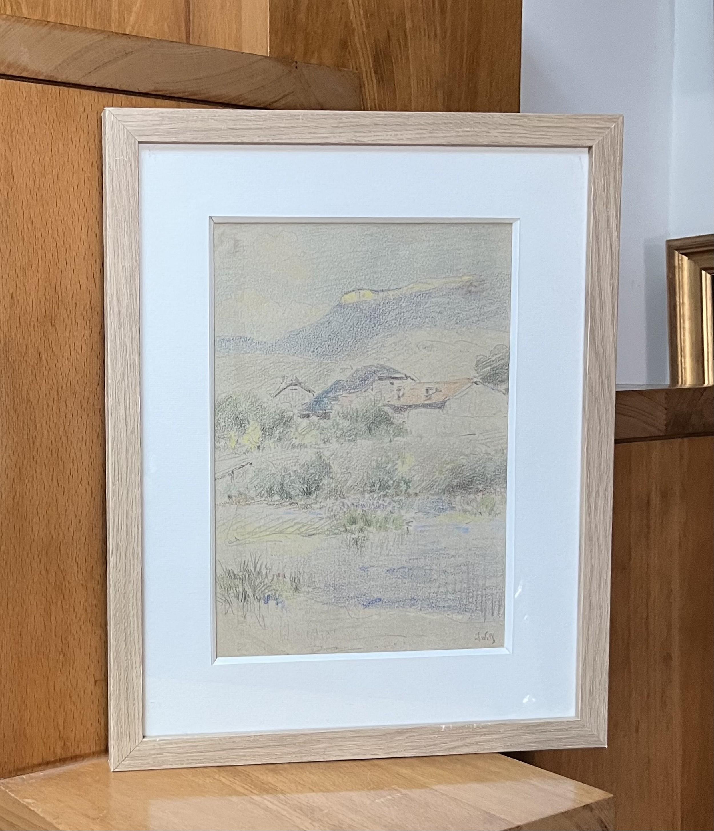 Marie-Joseph Clavel dit Iwill (1850-1923) Paysage avec un village, signé 8